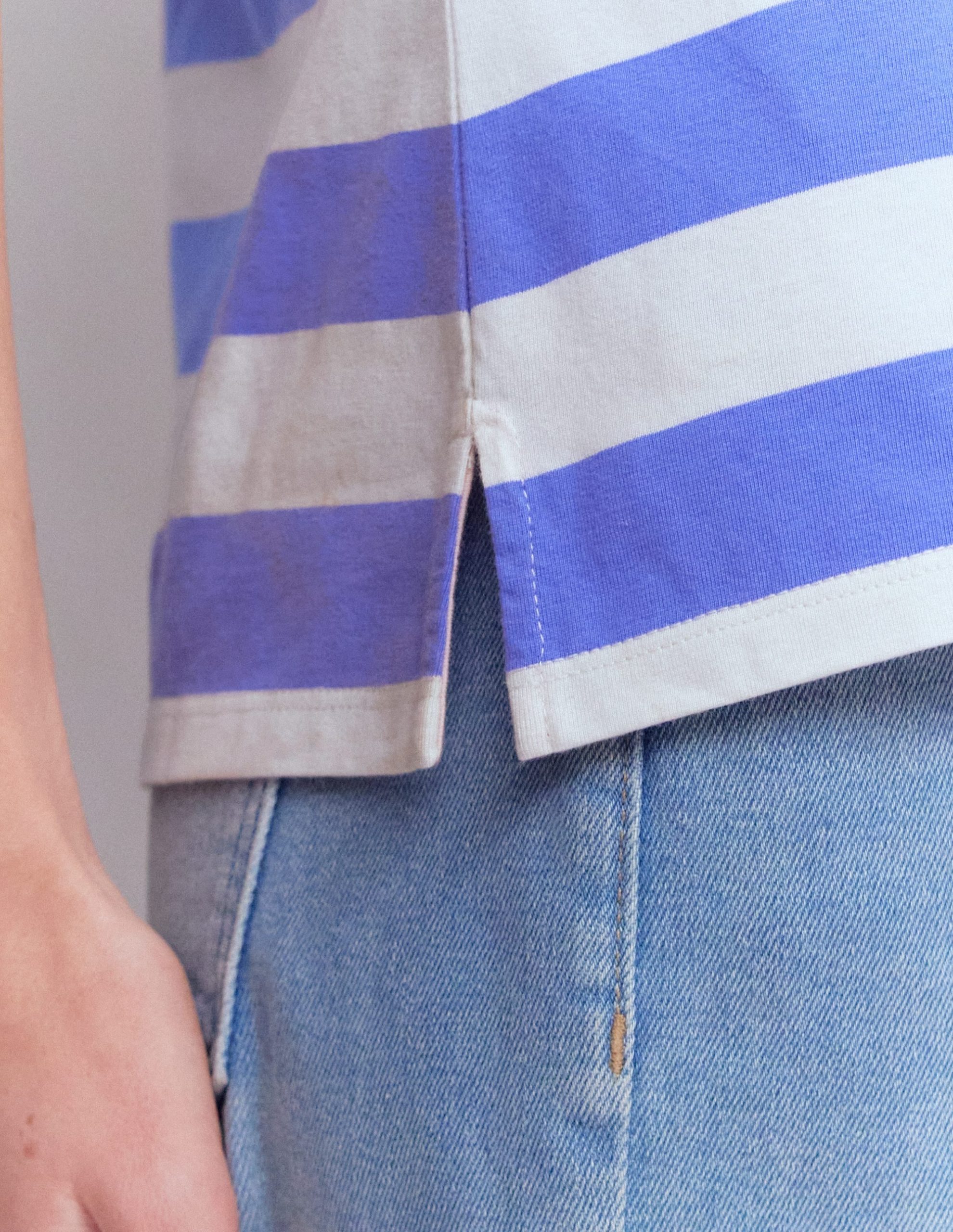 Olivia Short Sleeve Breton-Baja Blue and Ivory Stripe - Image 2