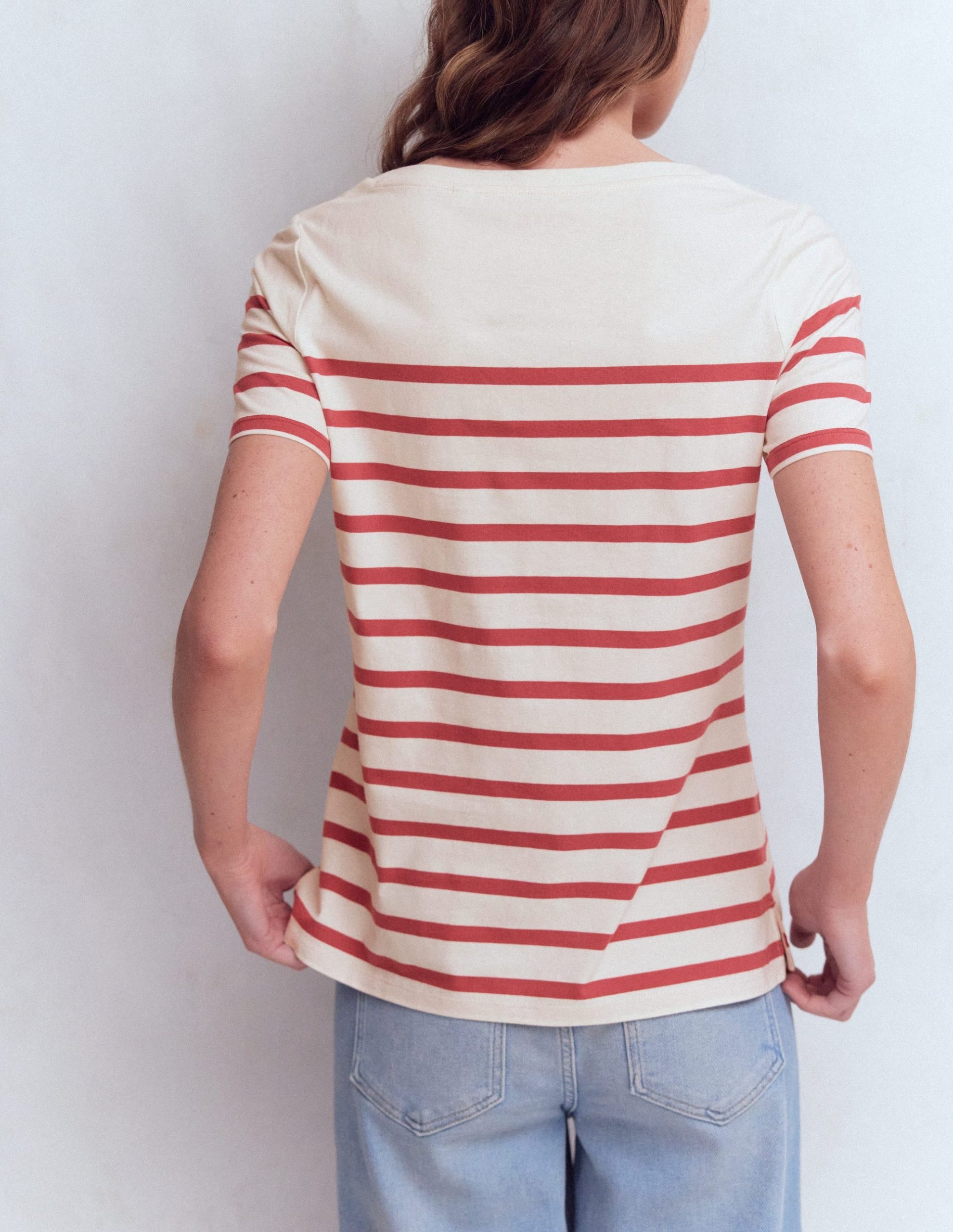 Olivia Short Sleeve Breton-Earth Red. Ivory Stripe - Image 3