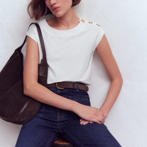 Button Detail T-Shirt-White