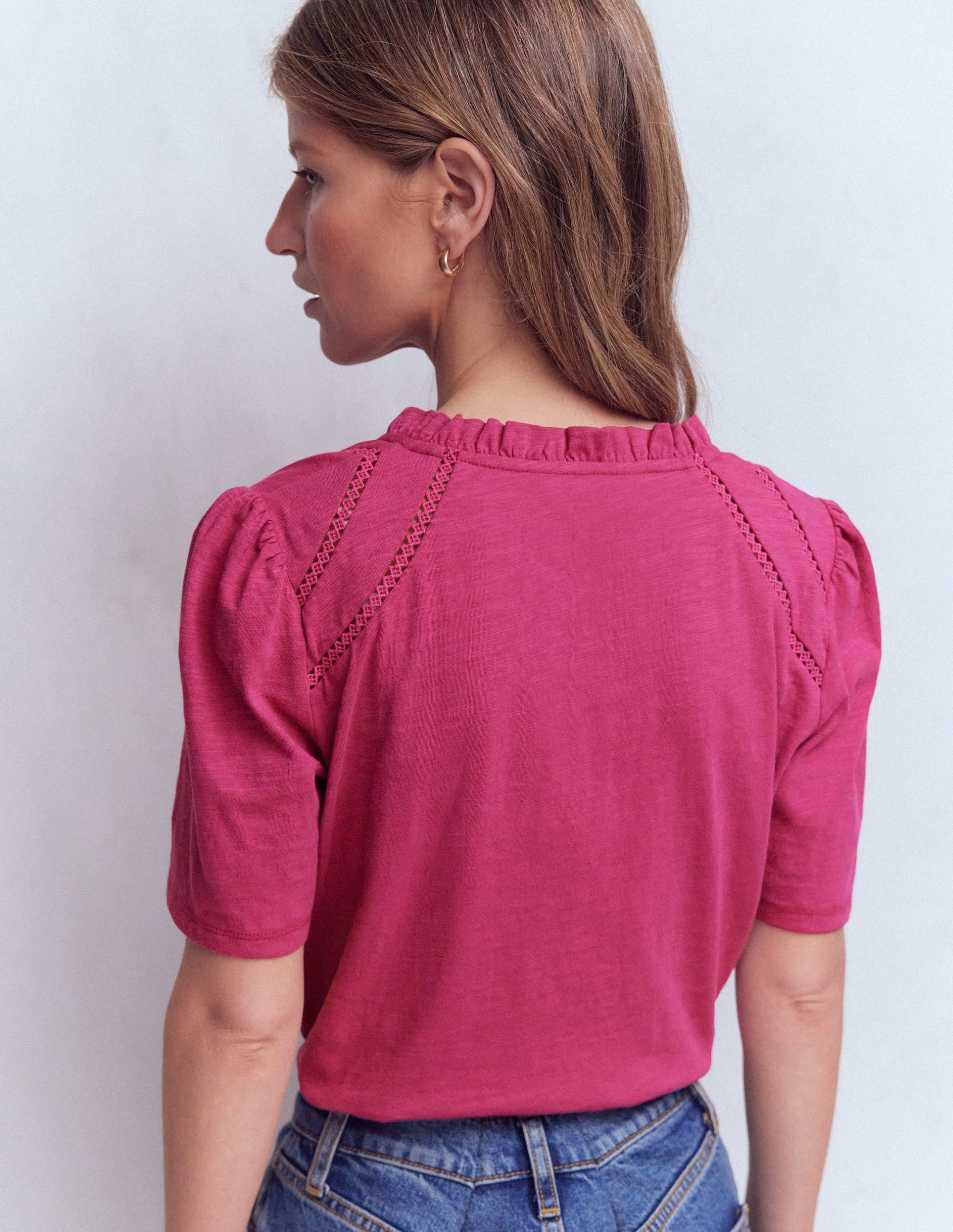 Bea Short Sleeve Shirt-Red Violet - Image 3