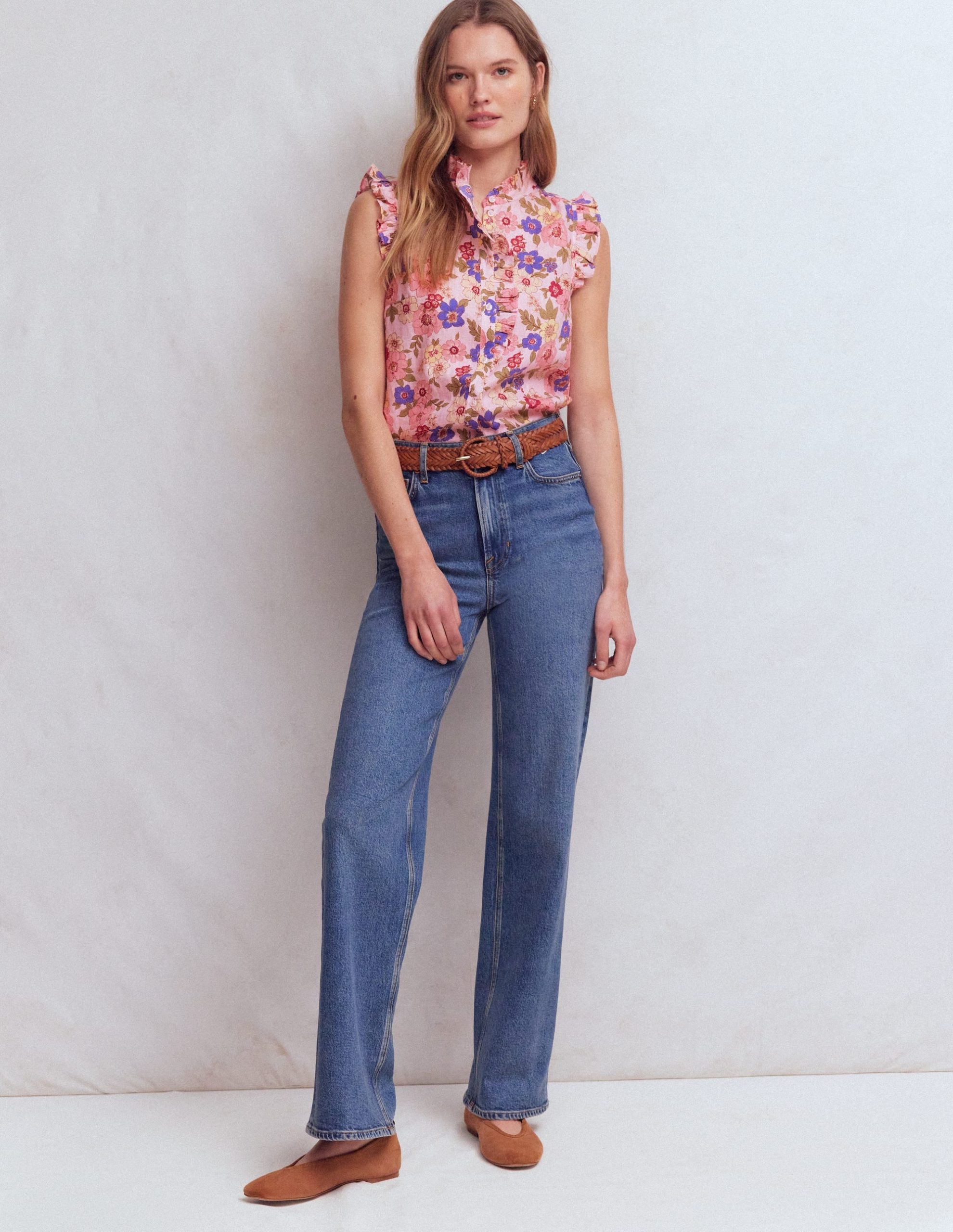 Isabel Sleeveless Linen Top-Blooming Pink. Blossomy Garden - Image 5
