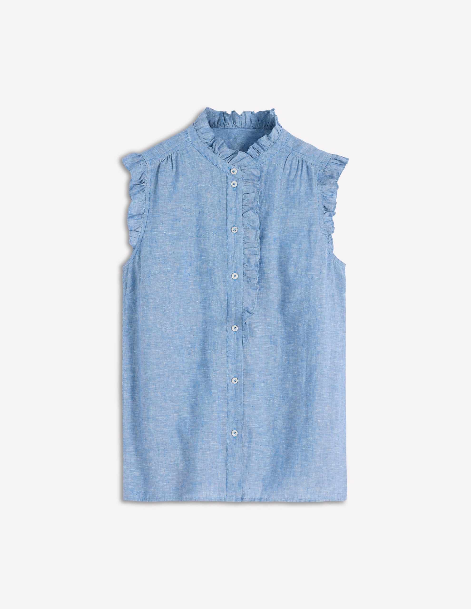 Isabel Sleeveless Linen Top-Chambray - Image 6