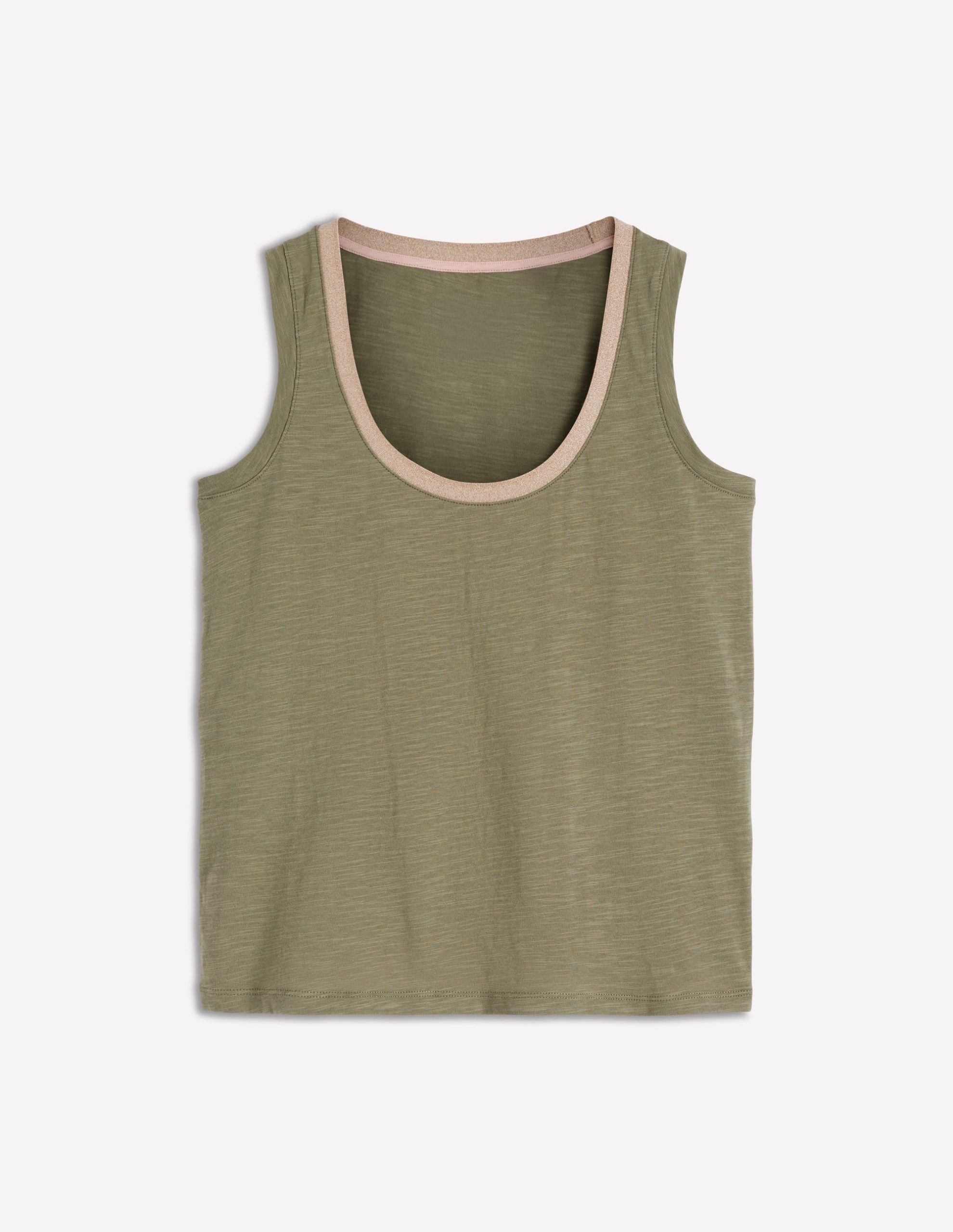 Metallic Trim Scoop Neck Vest-Larch Green - Image 6