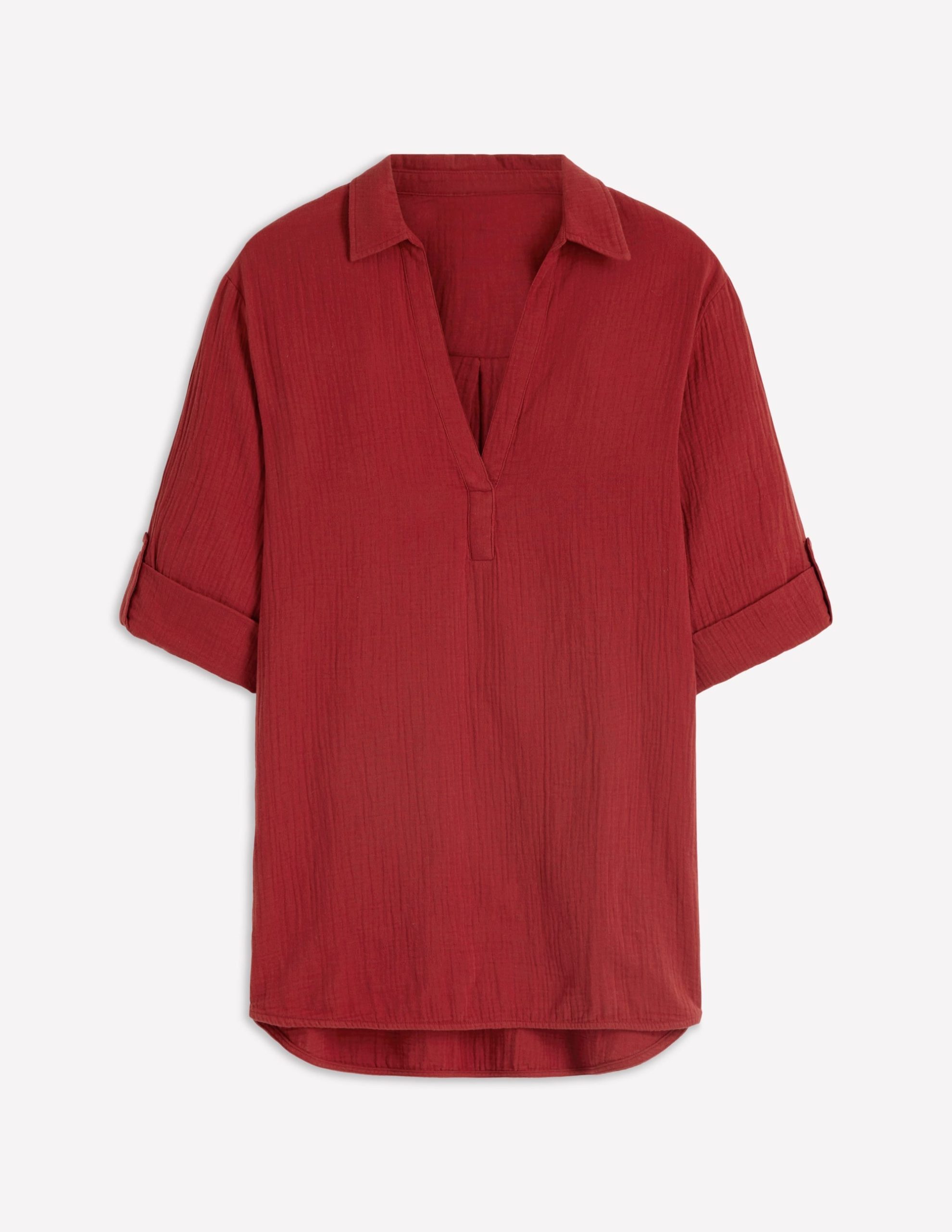 Longline Double Cloth Shirt-Kiln Orange - Image 5