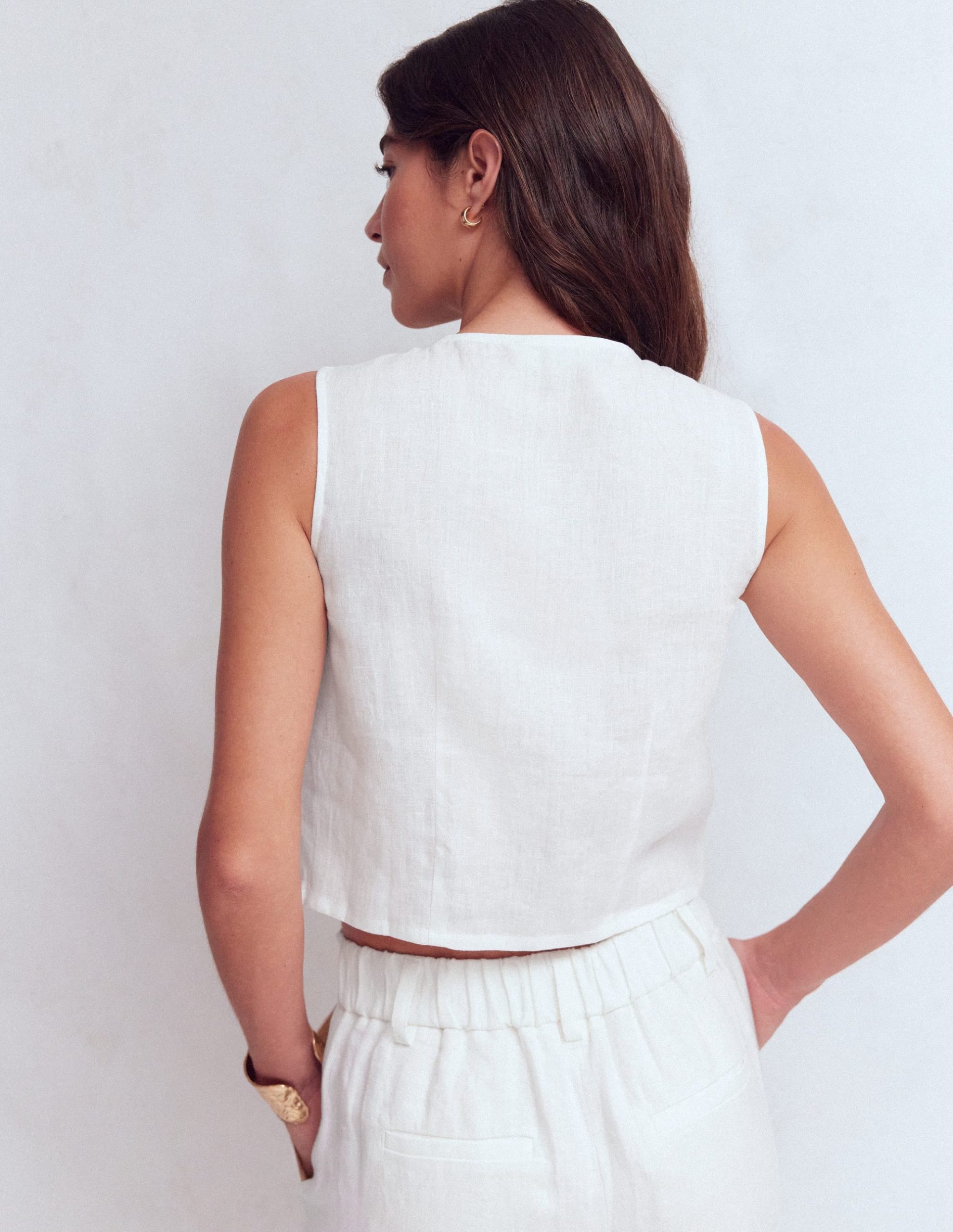 Andrea Linen Shell Top-White - Image 3