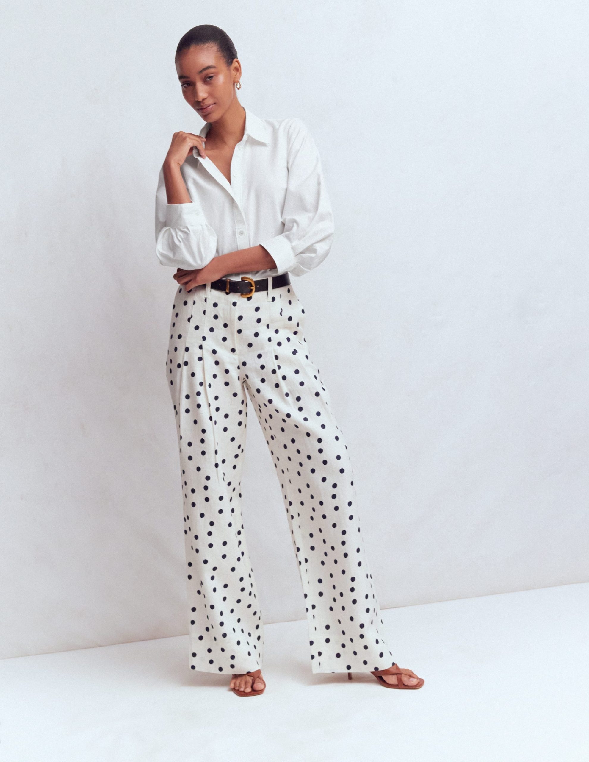 Puff Sleeve Oxford Shirt-White - Image 4