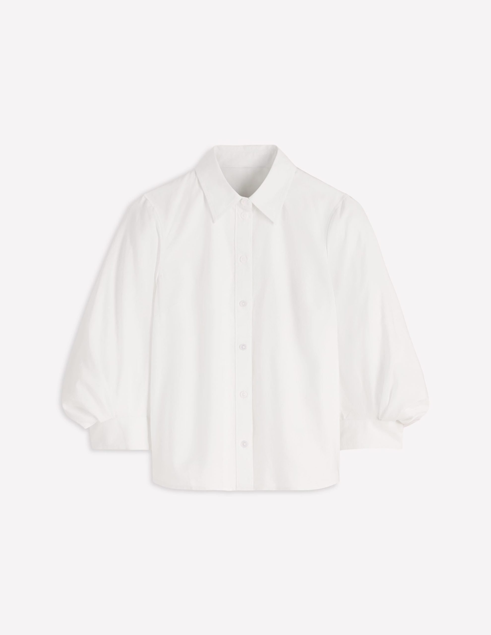 Puff Sleeve Oxford Shirt-White - Image 7