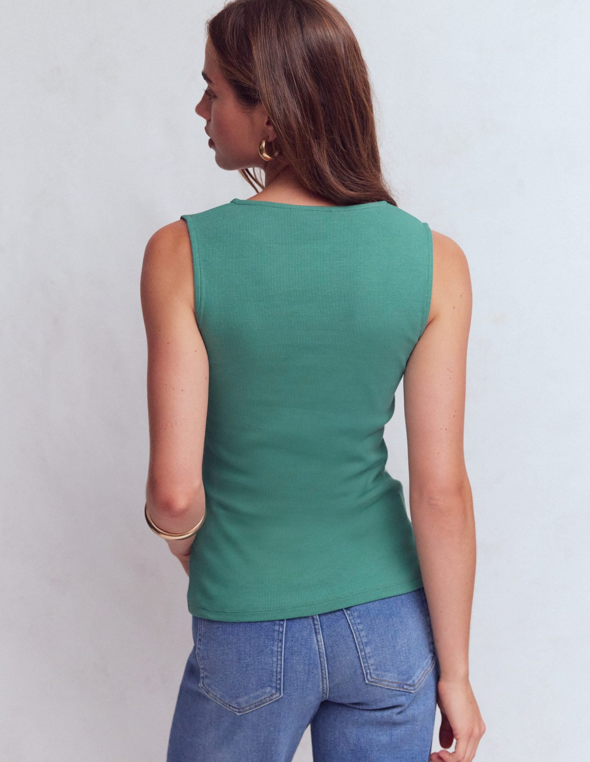 Evie Button Through Rib Vest-Deep Sea - Image 3