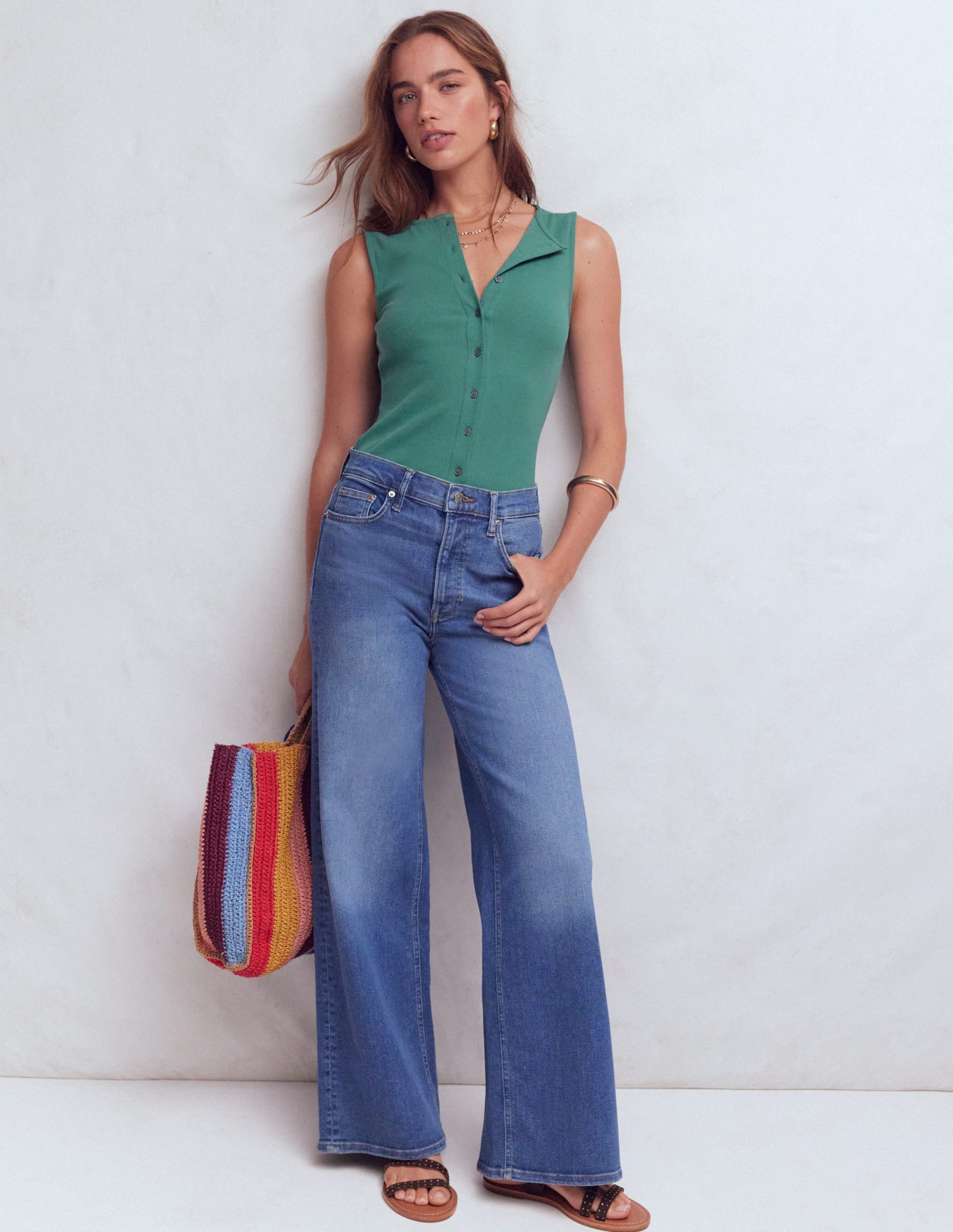Evie Button Through Rib Vest-Deep Sea - Image 4