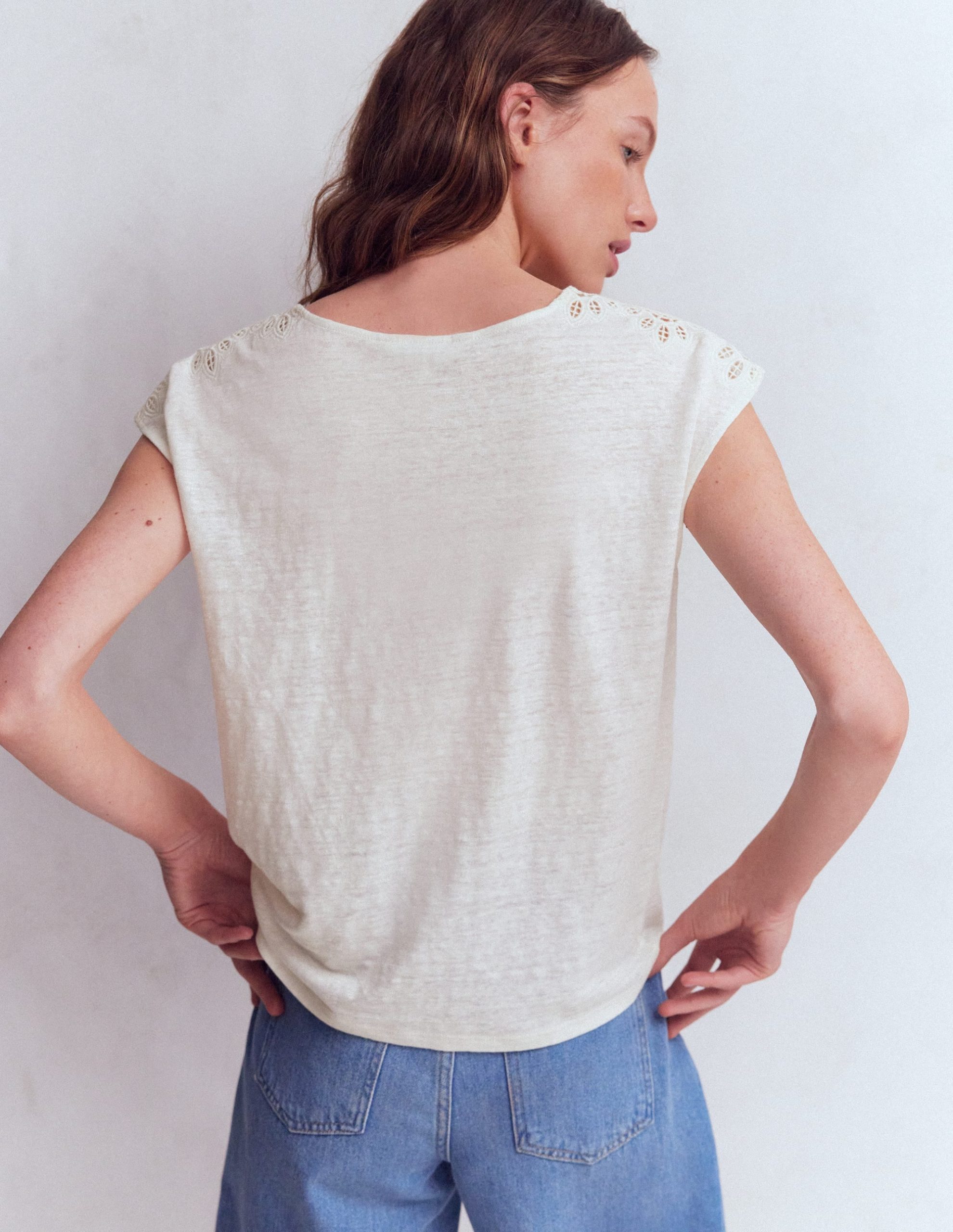 Tara Cutwork Linen Tee-Ivory - Image 3