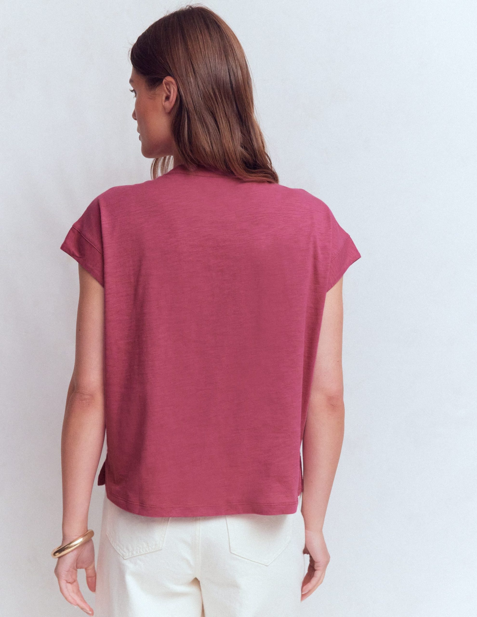 Nina Embroidered Notch T-shirt-Malaga. Formica Pink - Image 2