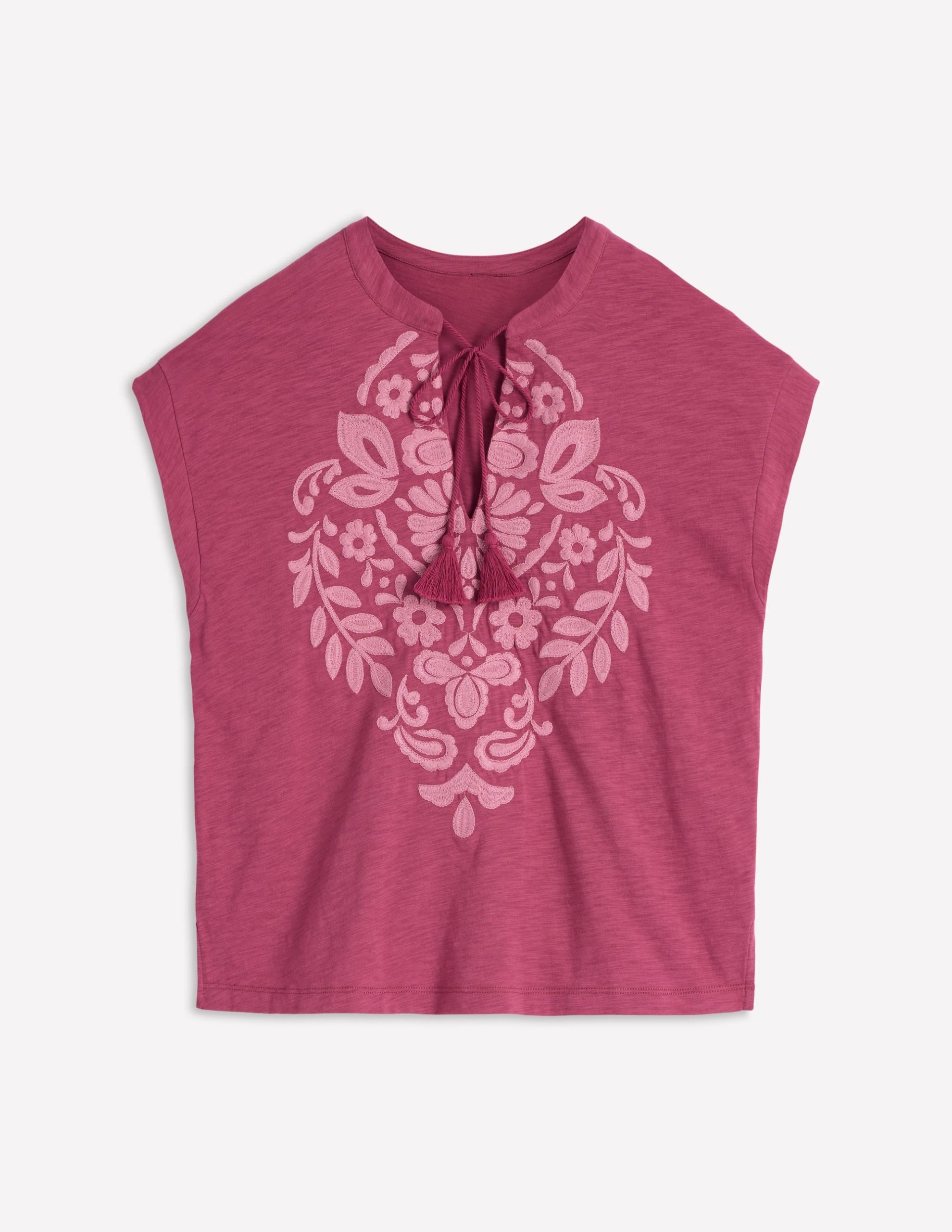 Nina Embroidered Notch T-shirt-Malaga. Formica Pink - Image 4