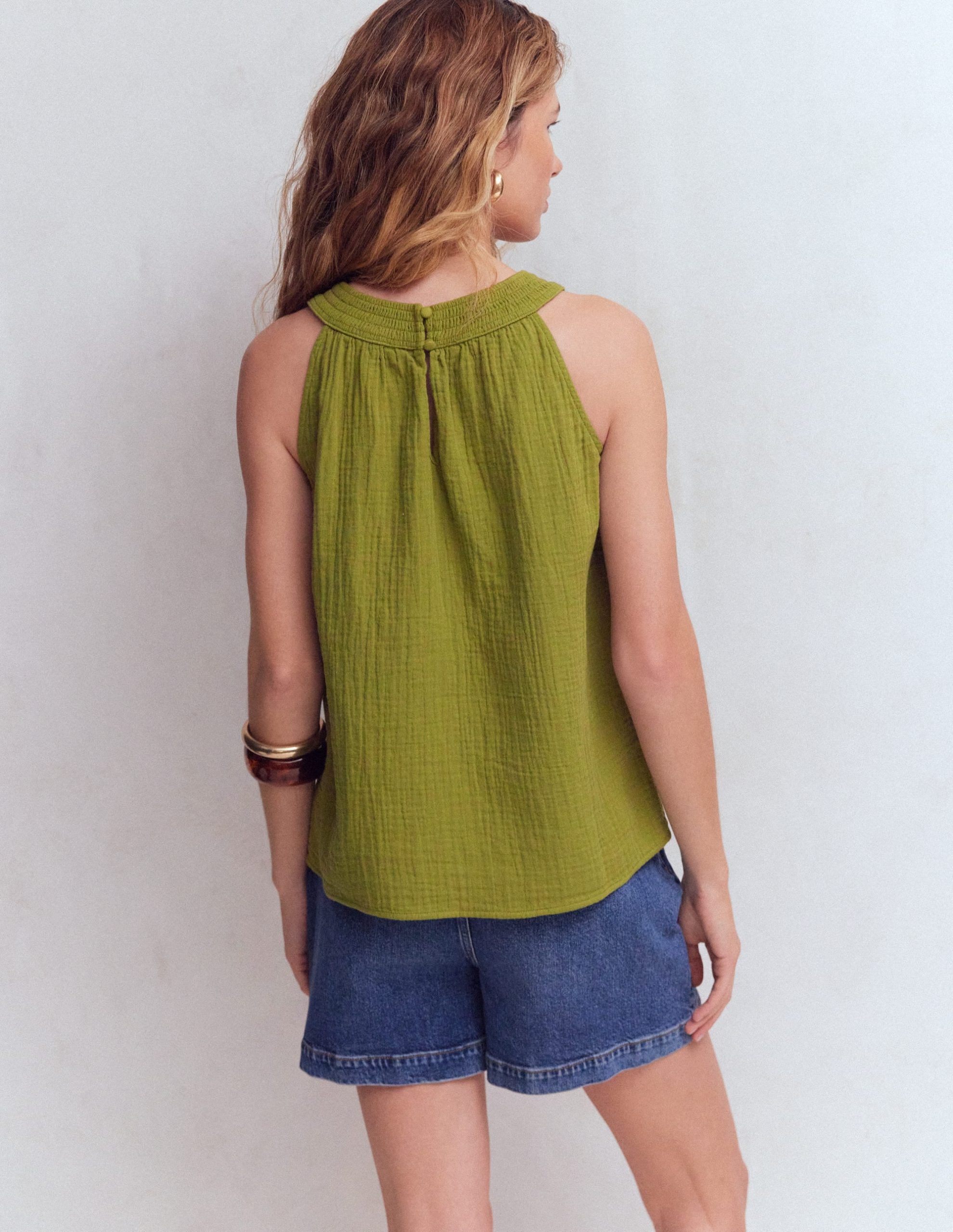Halter-neck Double Cloth Top-Woodland Green - Image 3