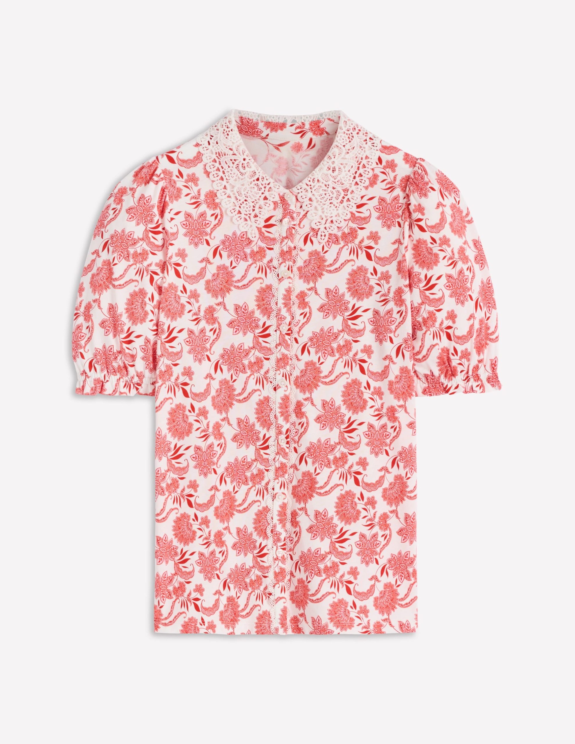 Nessa Broderie Collar Blouse-Pink Floral - Image 5