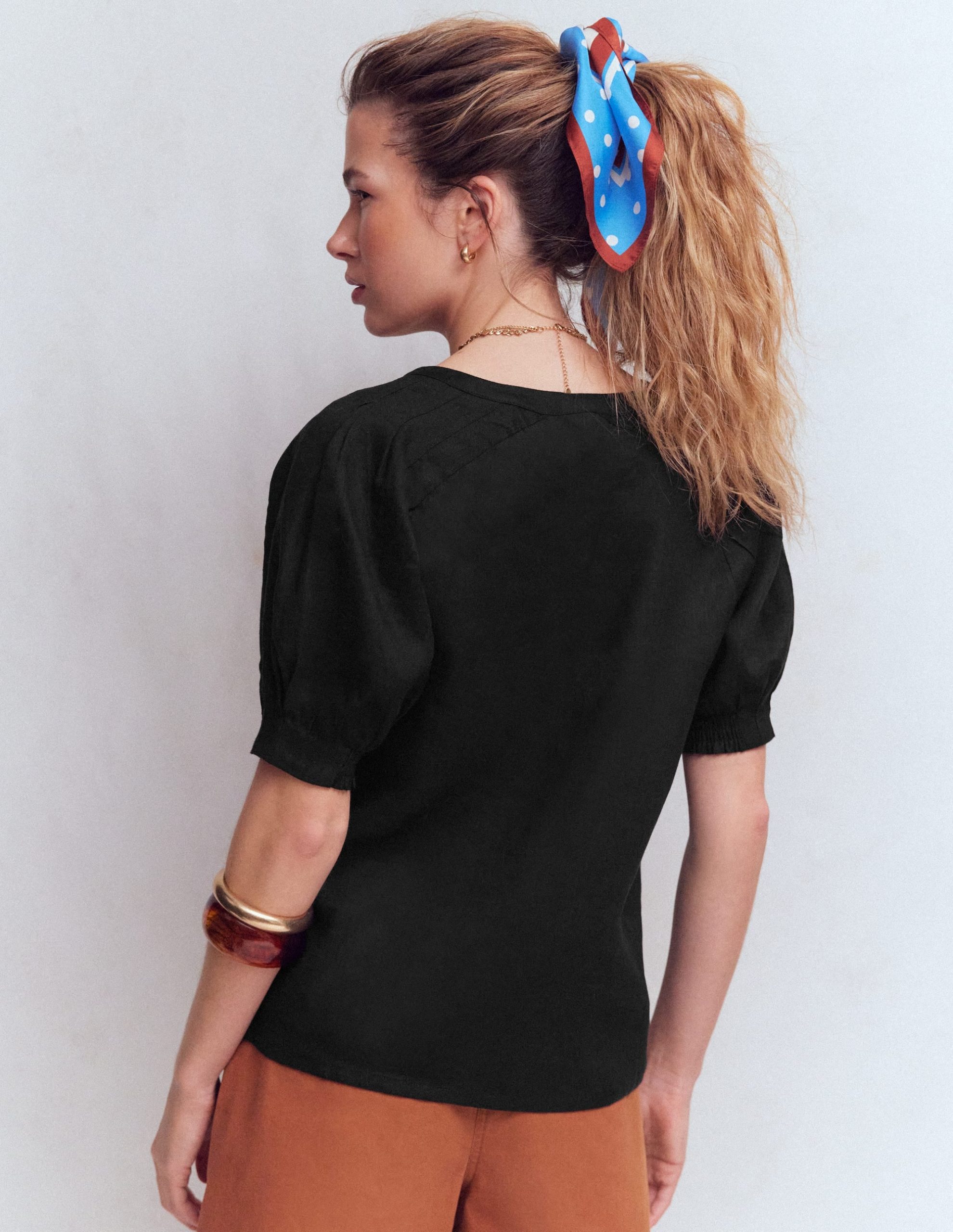 Rae Linen Top-Black - Image 3