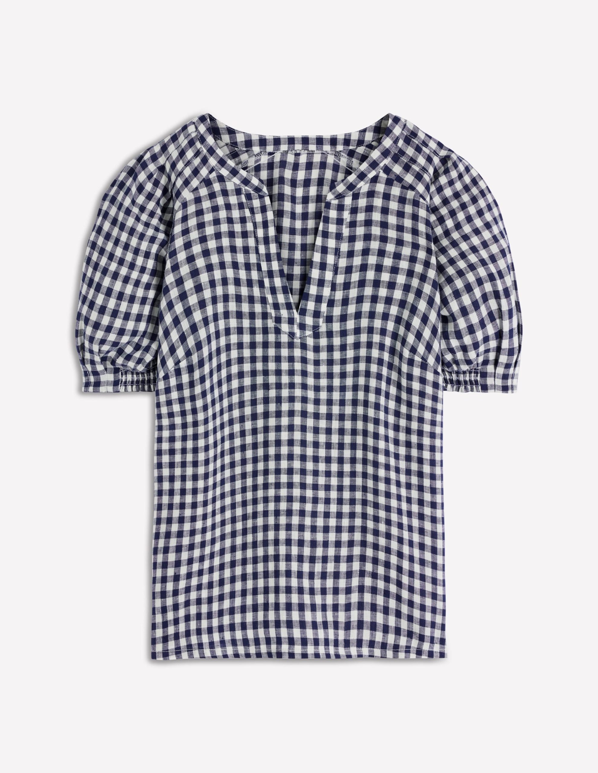 Rae Linen Top-Small Navy Gingham - Image 6