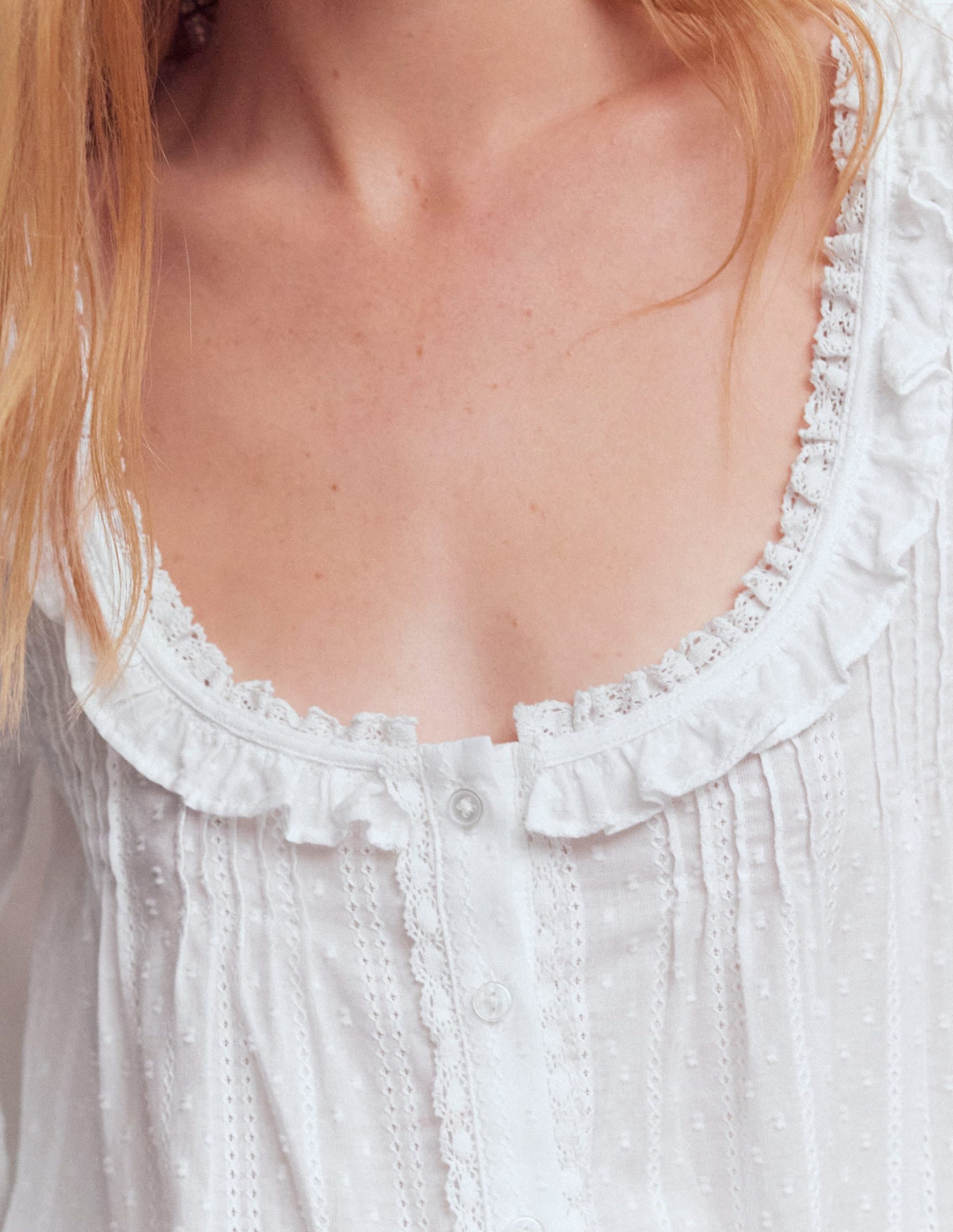 Scoop Neck Ruffle Top-White - Image 4
