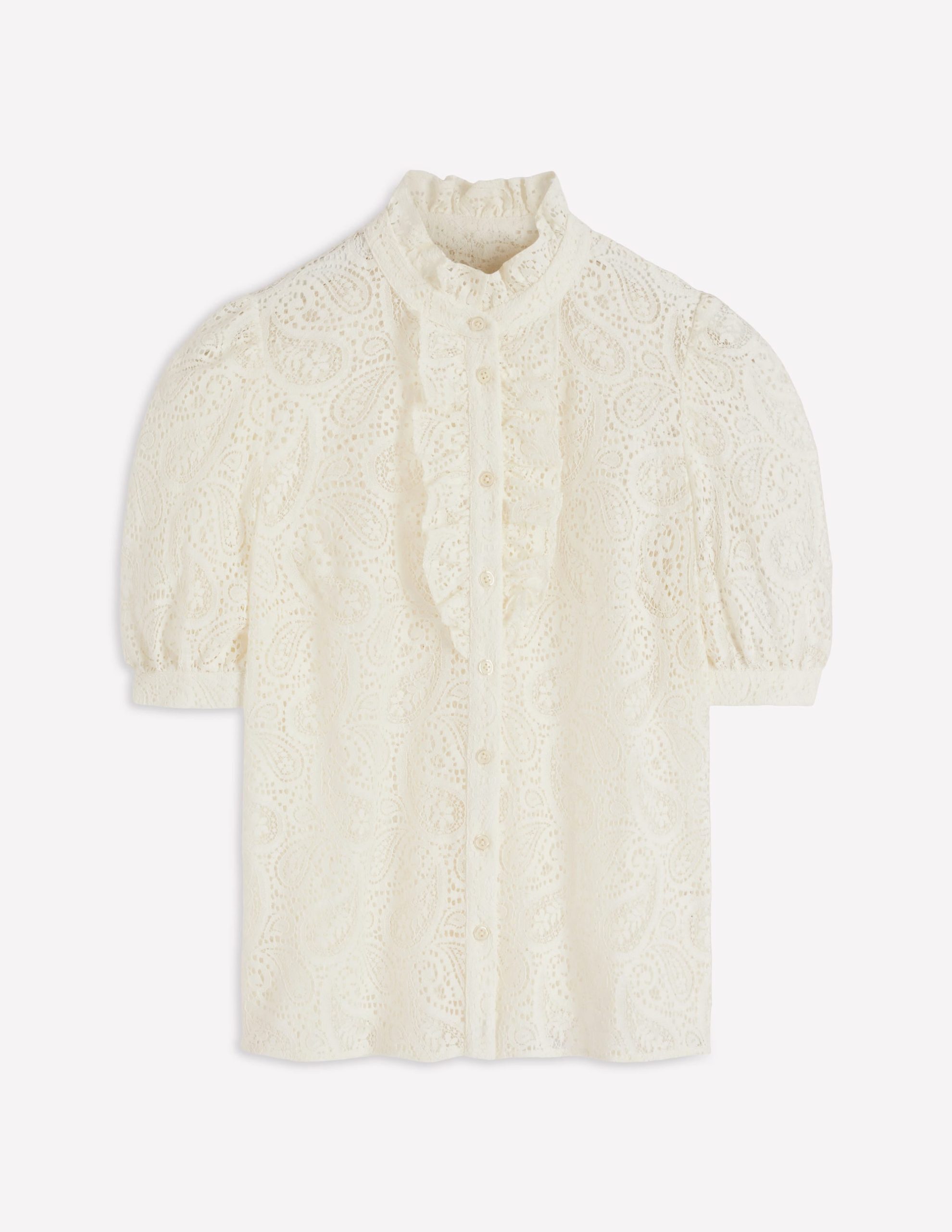 Sasha Short Sleeve Lace Top-Ivory - Image 5