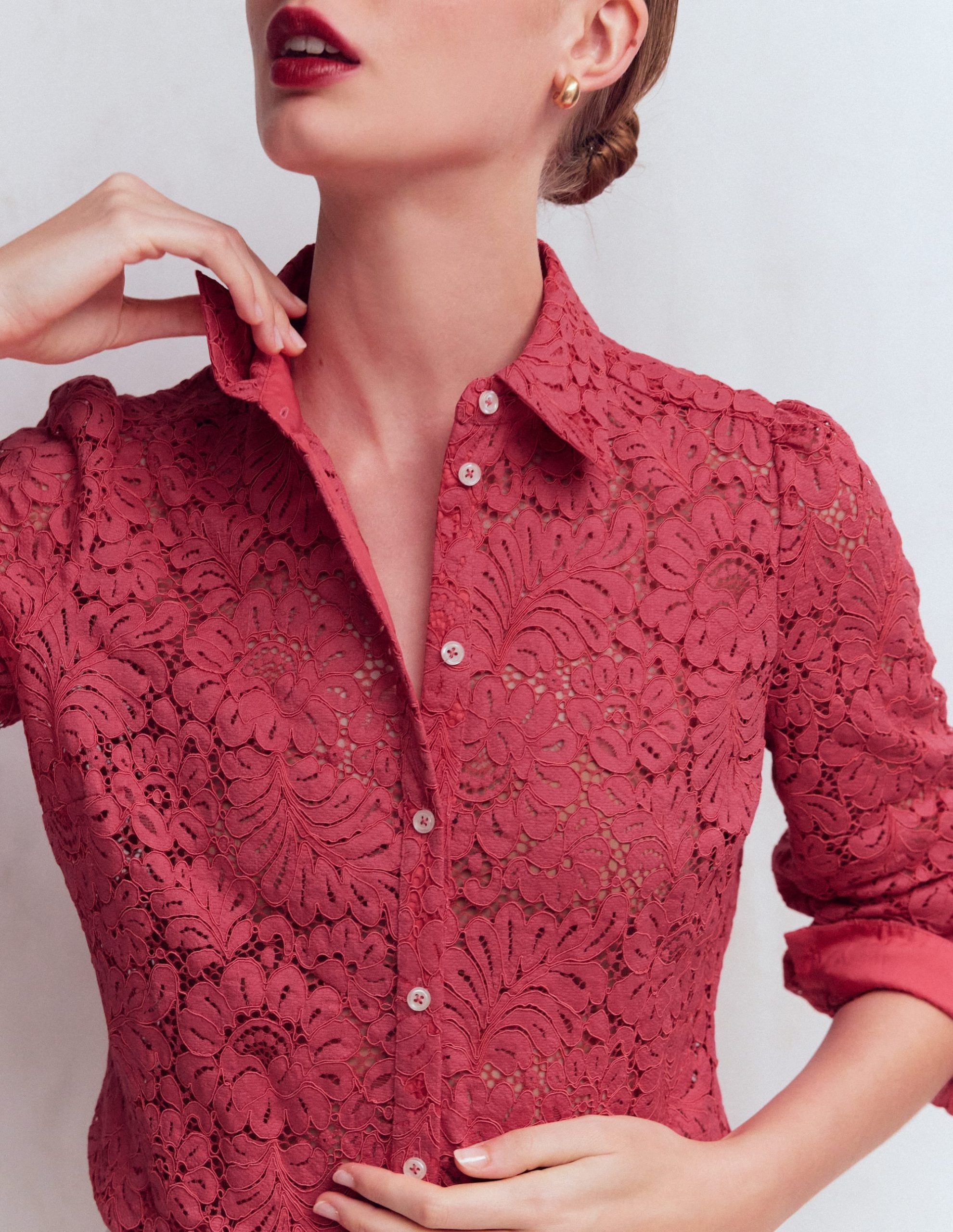 Cara Lace Shirt-Cherry Blush - Image 2