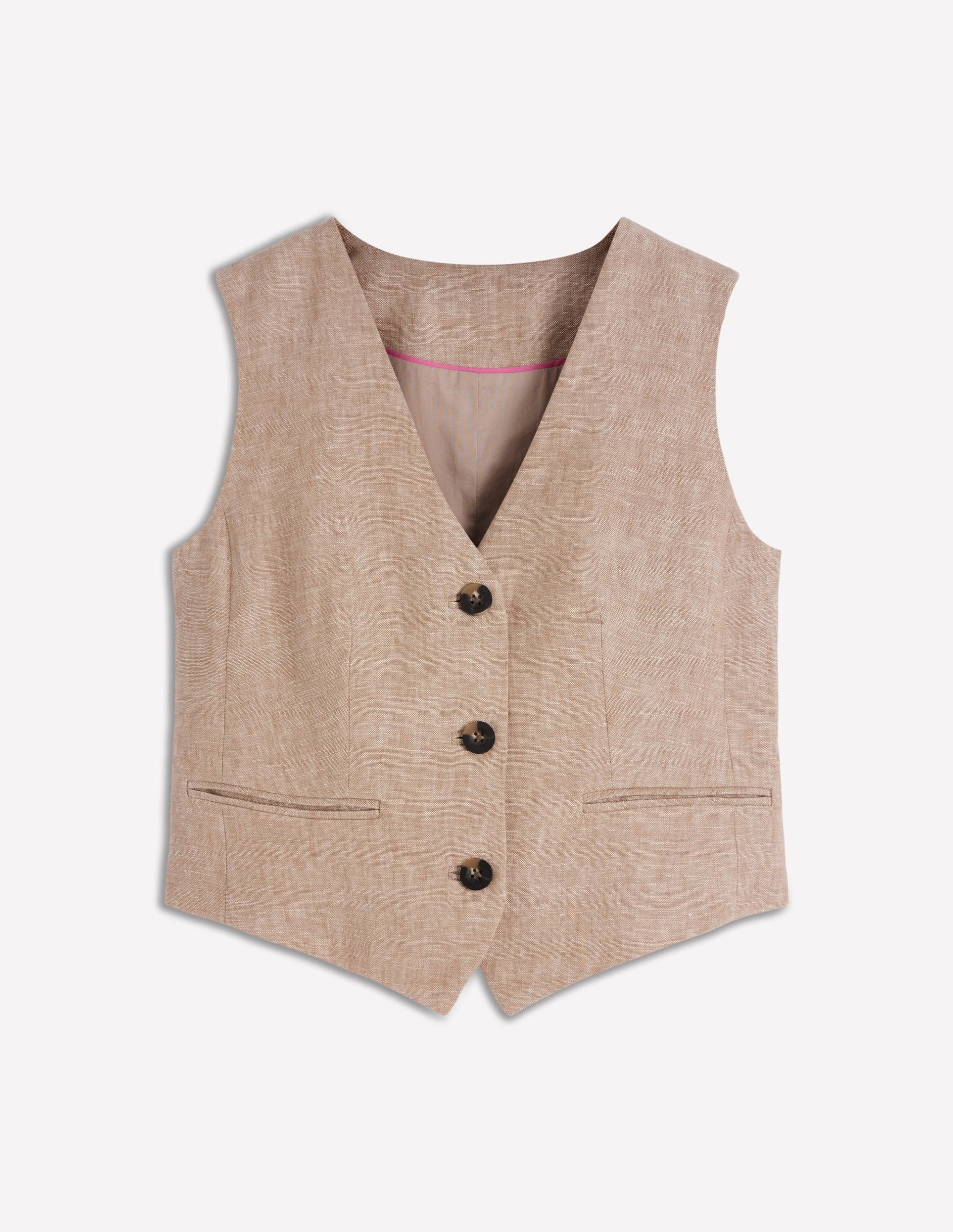 Linen V-Neck Waistcoat-Amphora. Chambray - Image 5