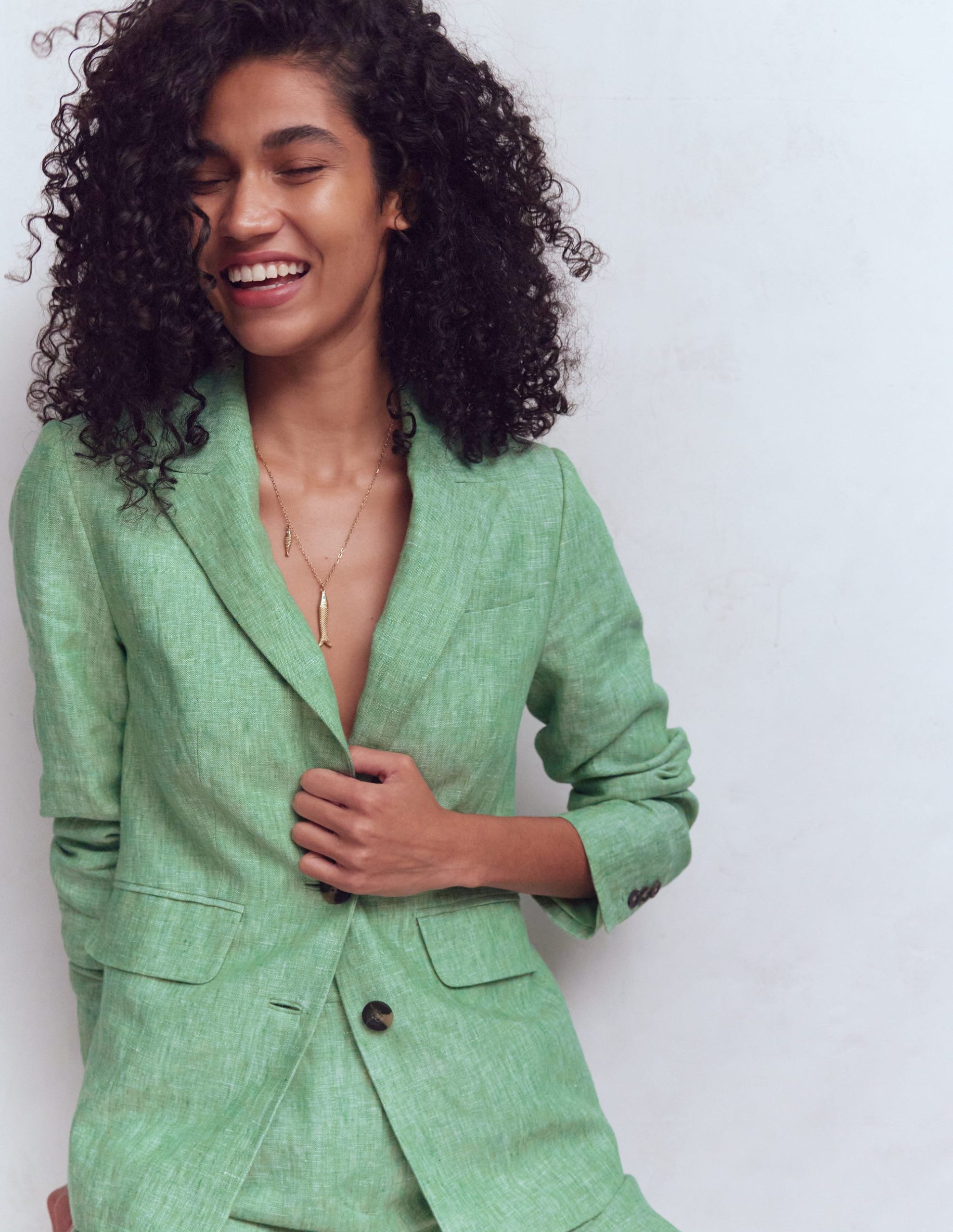 Stamford Linen Blazer-Aloe Green Chambray - Image 2