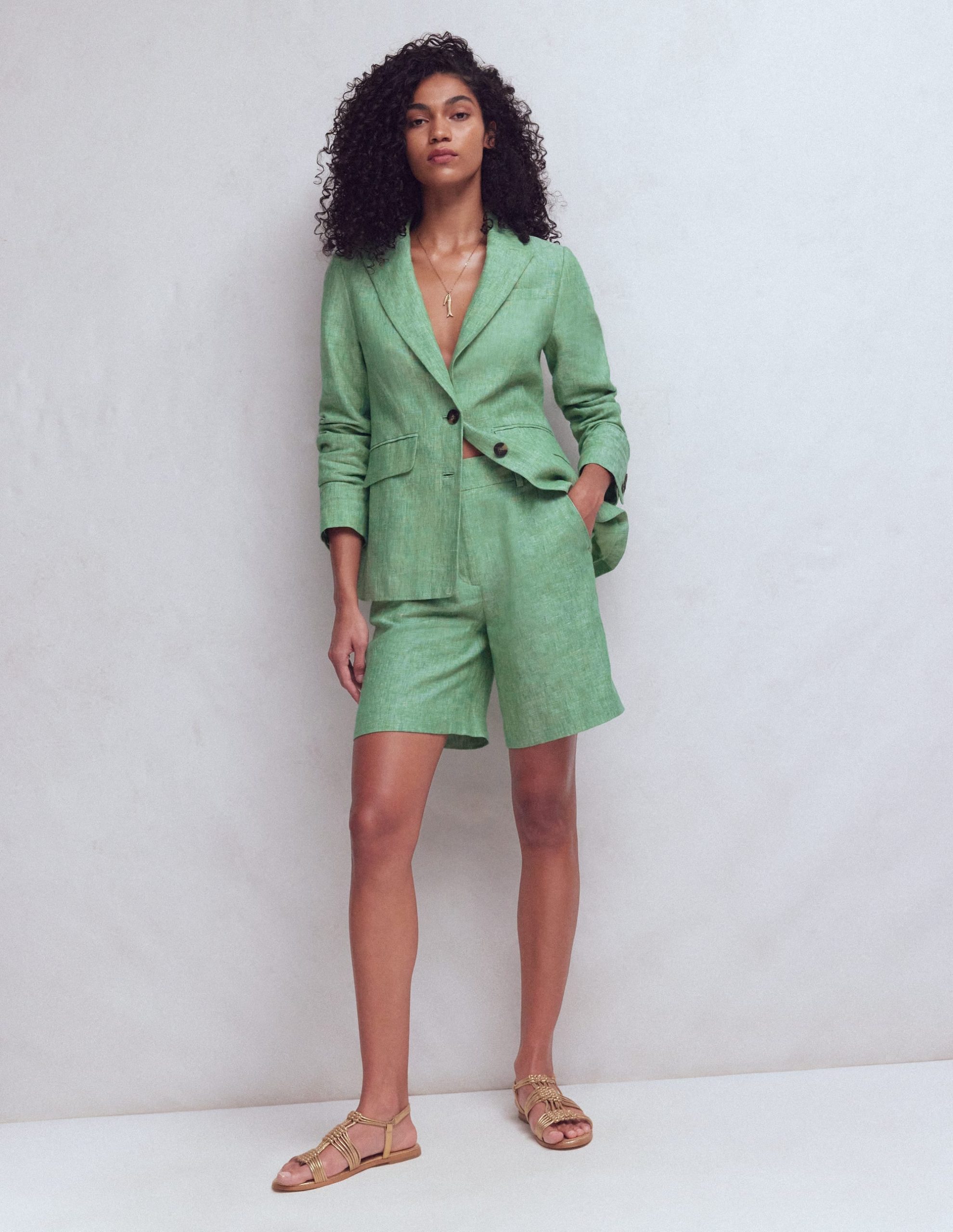 Stamford Linen Blazer-Aloe Green Chambray - Image 4