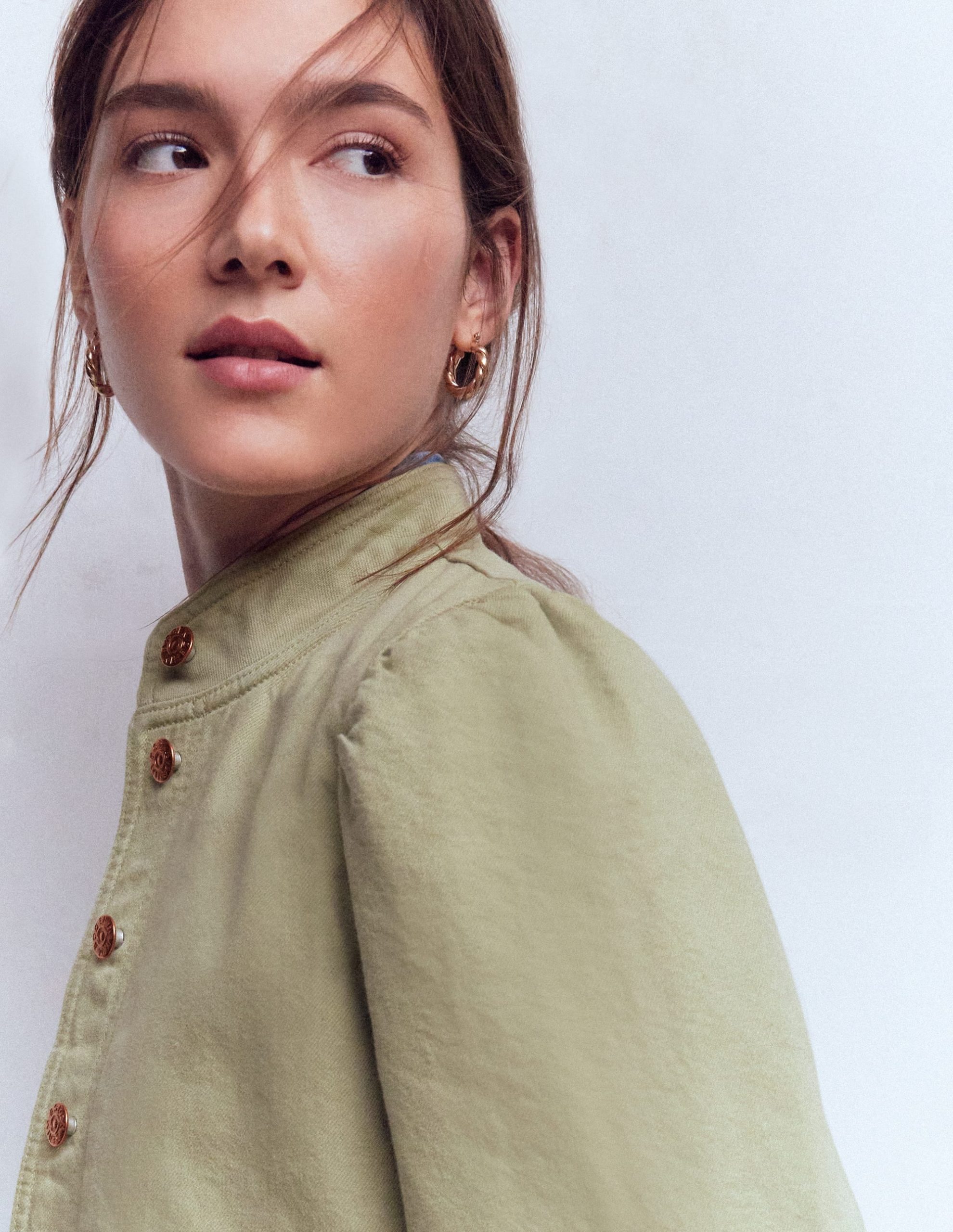 Topstitch Denim Jacket-Soft Green - Image 2