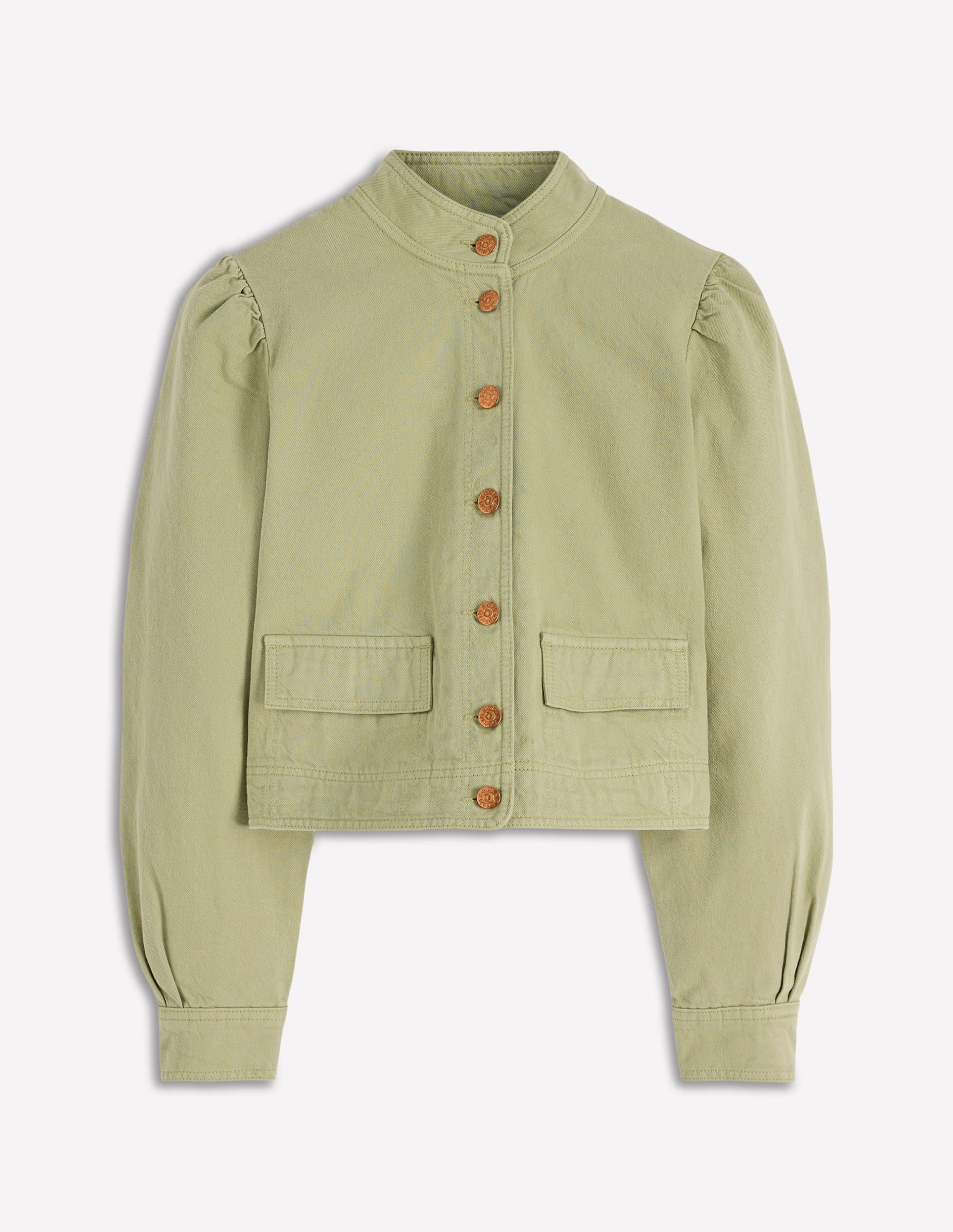 Topstitch Denim Jacket-Soft Green - Image 6