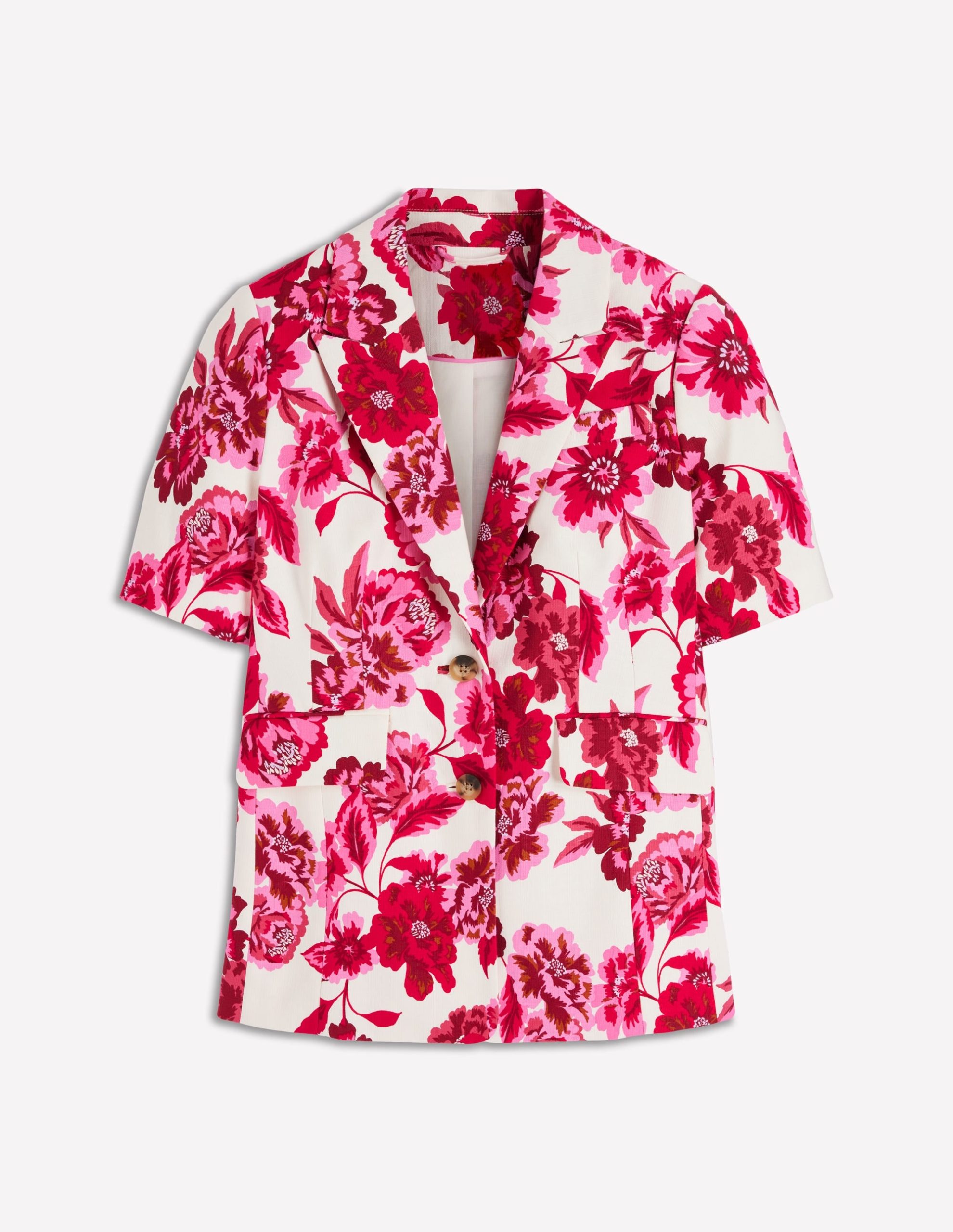 Short Sleeve Cotton Blazer-Sangria Sunset. Floral Print - Image 8