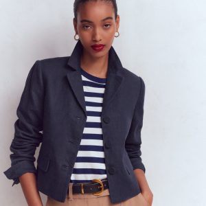 Dartmouth Linen Blazer-Navy