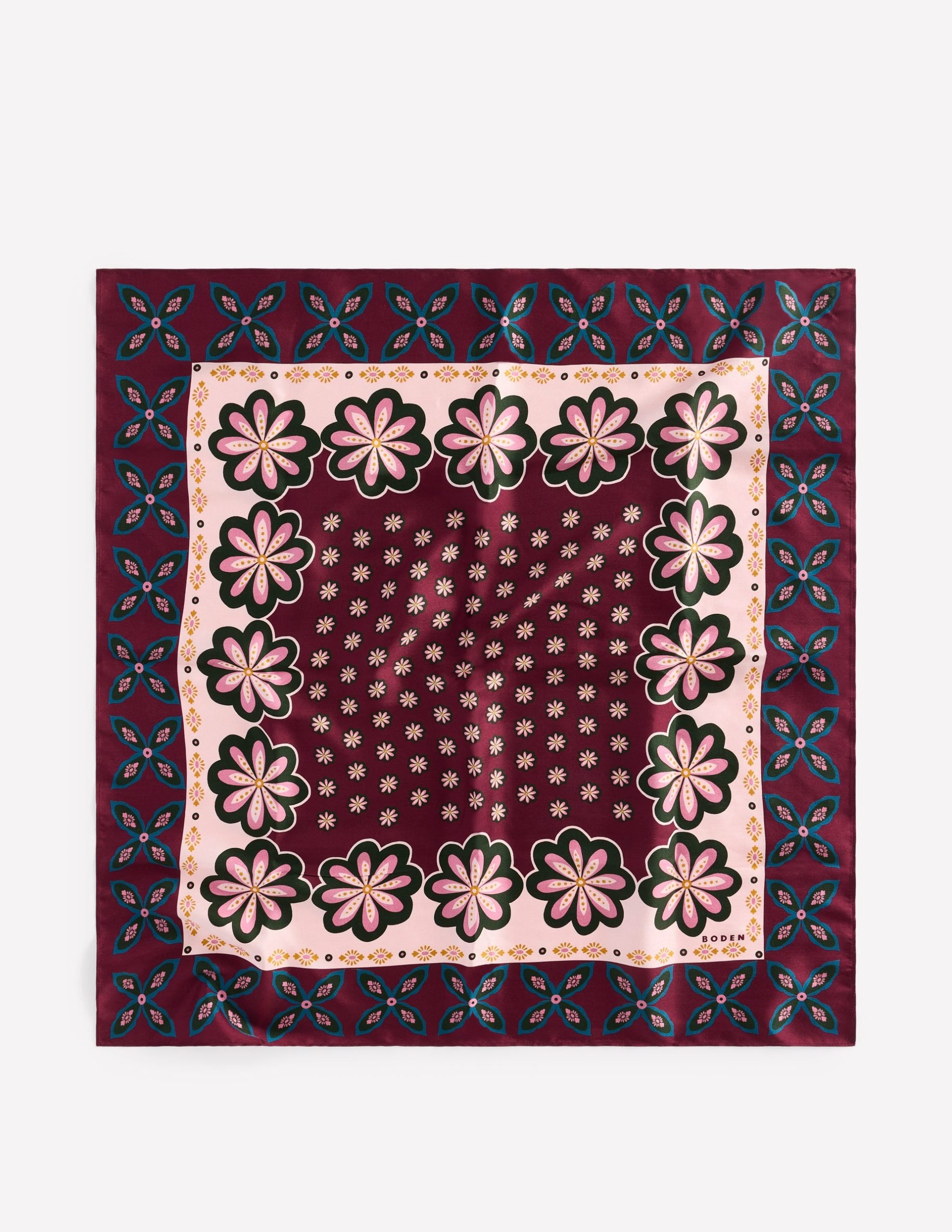 Elisabeth Silk Square Scarf-Multi. Geo Flora - Image 4
