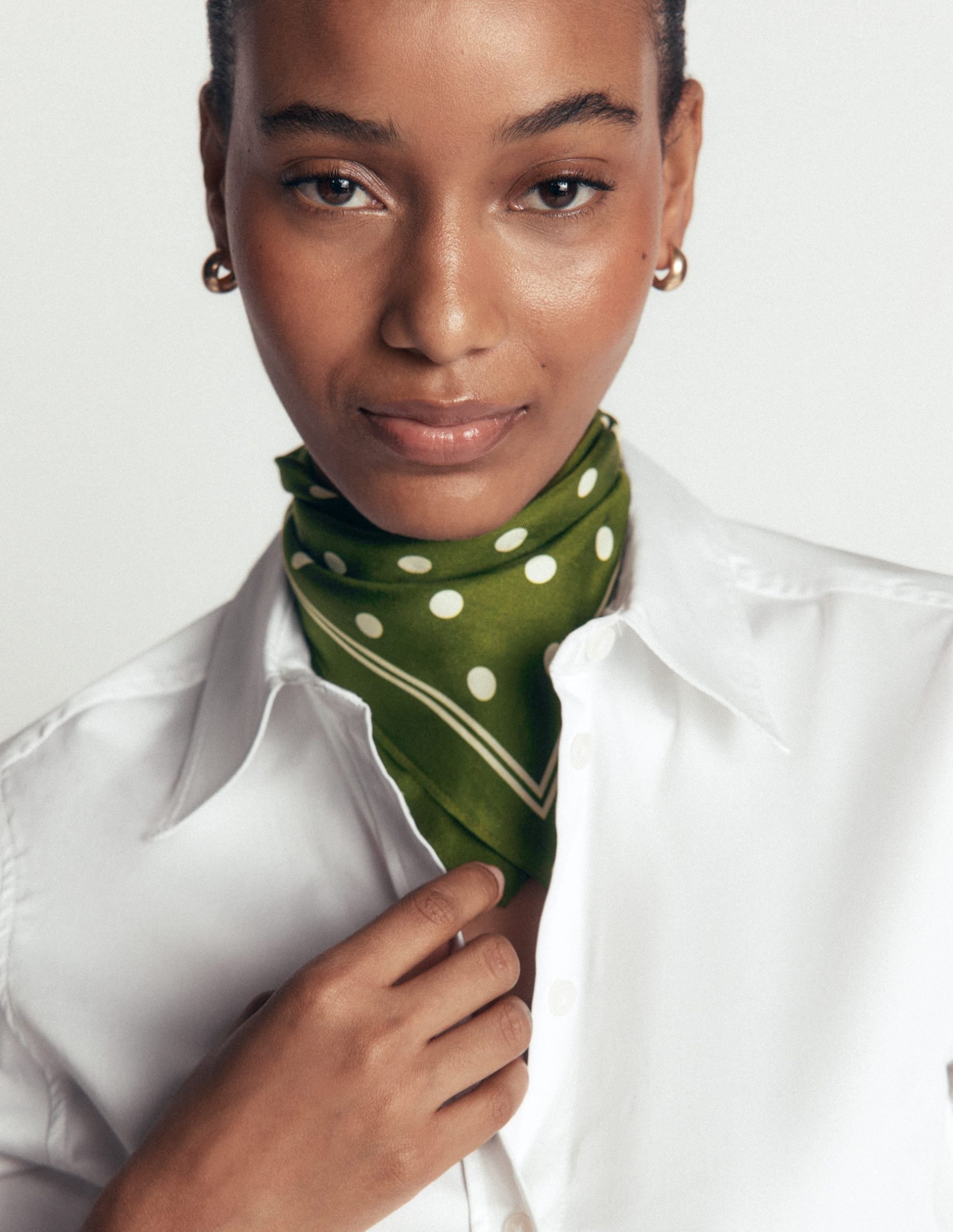 Elisabeth Silk Square Scarf-Chive. Spot - Image 2