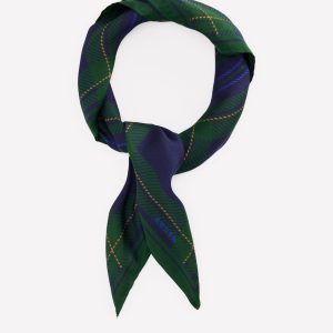 Elisabeth Silk Square Scarf-Navy. Tartan