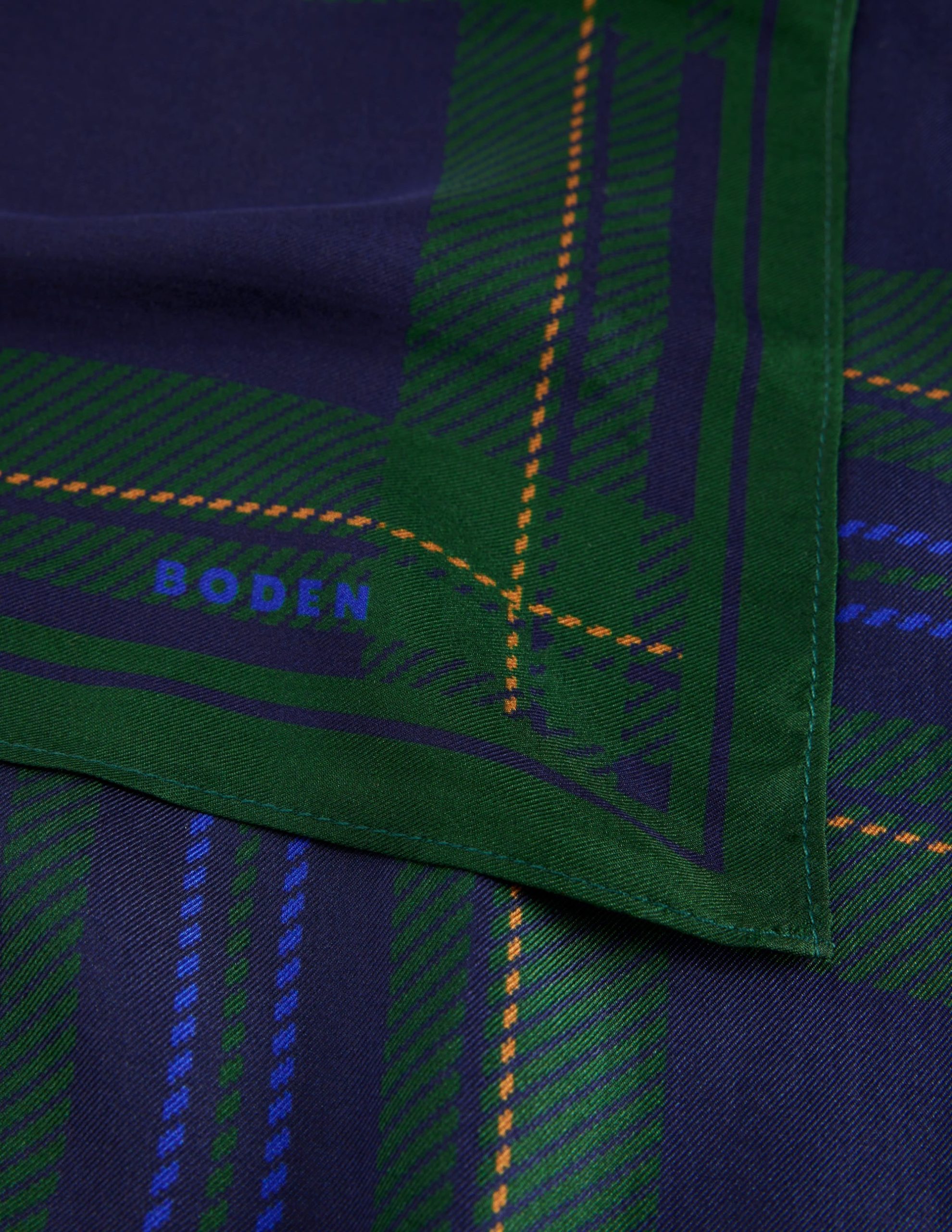 Elisabeth Silk Square Scarf-Navy. Tartan - Image 3
