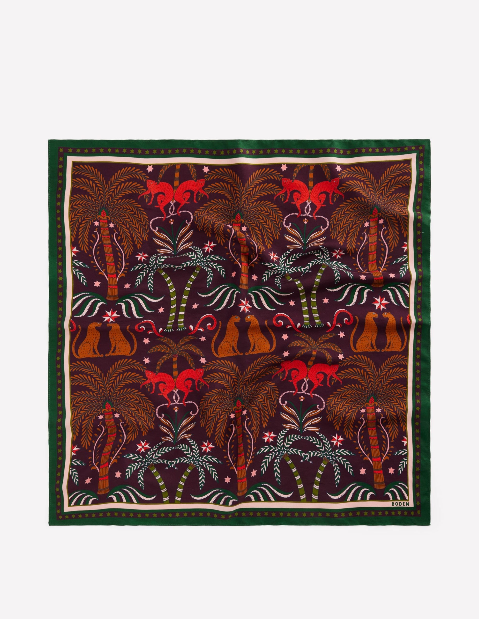 Elisabeth Silk Square Scarf-Dark Cherry. Jungle Charm - Image 5
