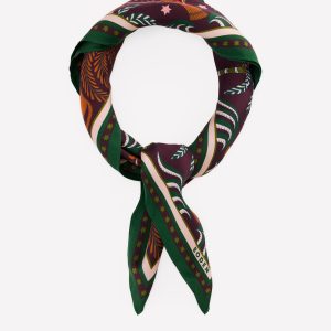 Elisabeth Silk Square Scarf-Dark Cherry. Jungle Charm