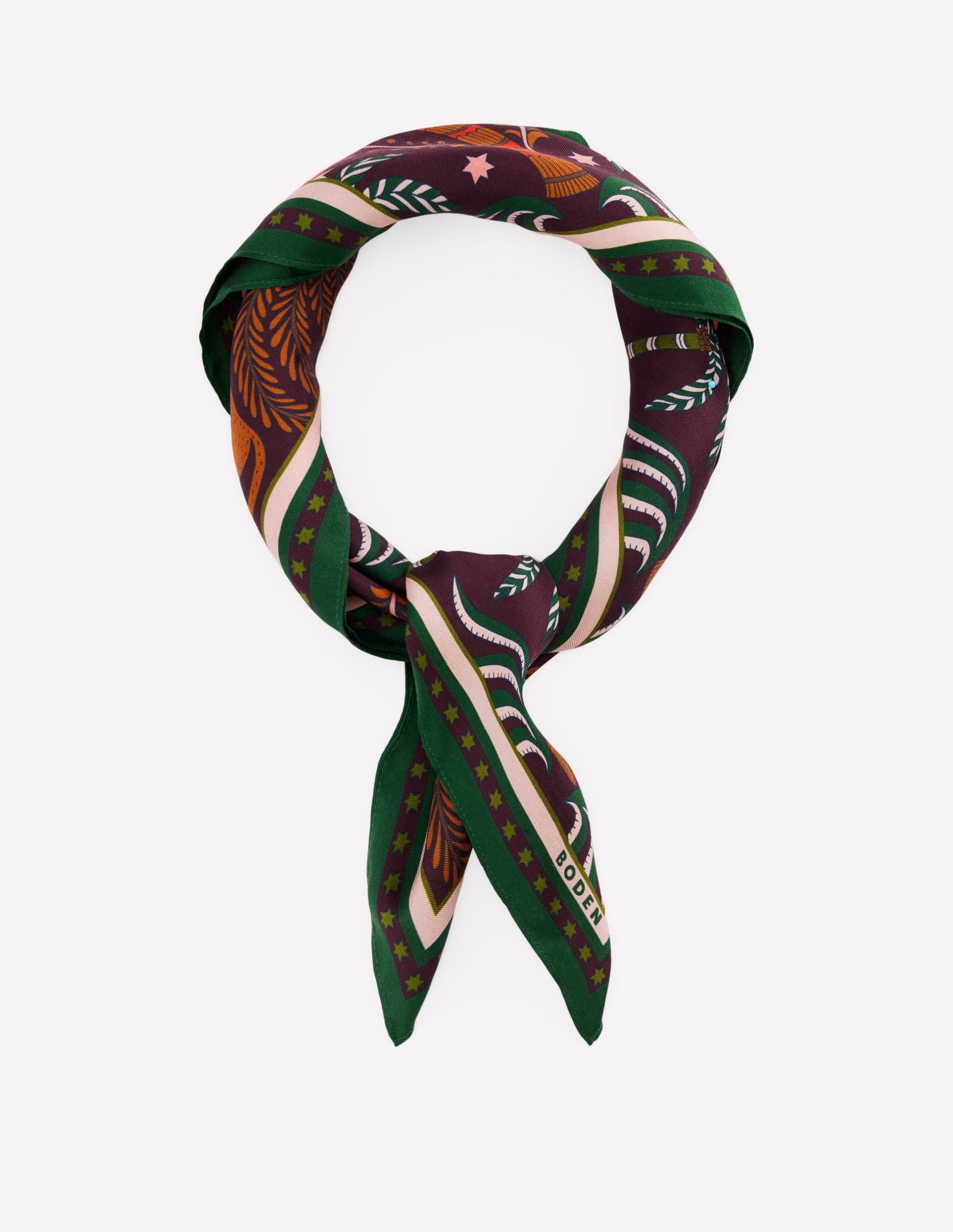 Elisabeth Silk Square Scarf-Dark Cherry. Jungle Charm