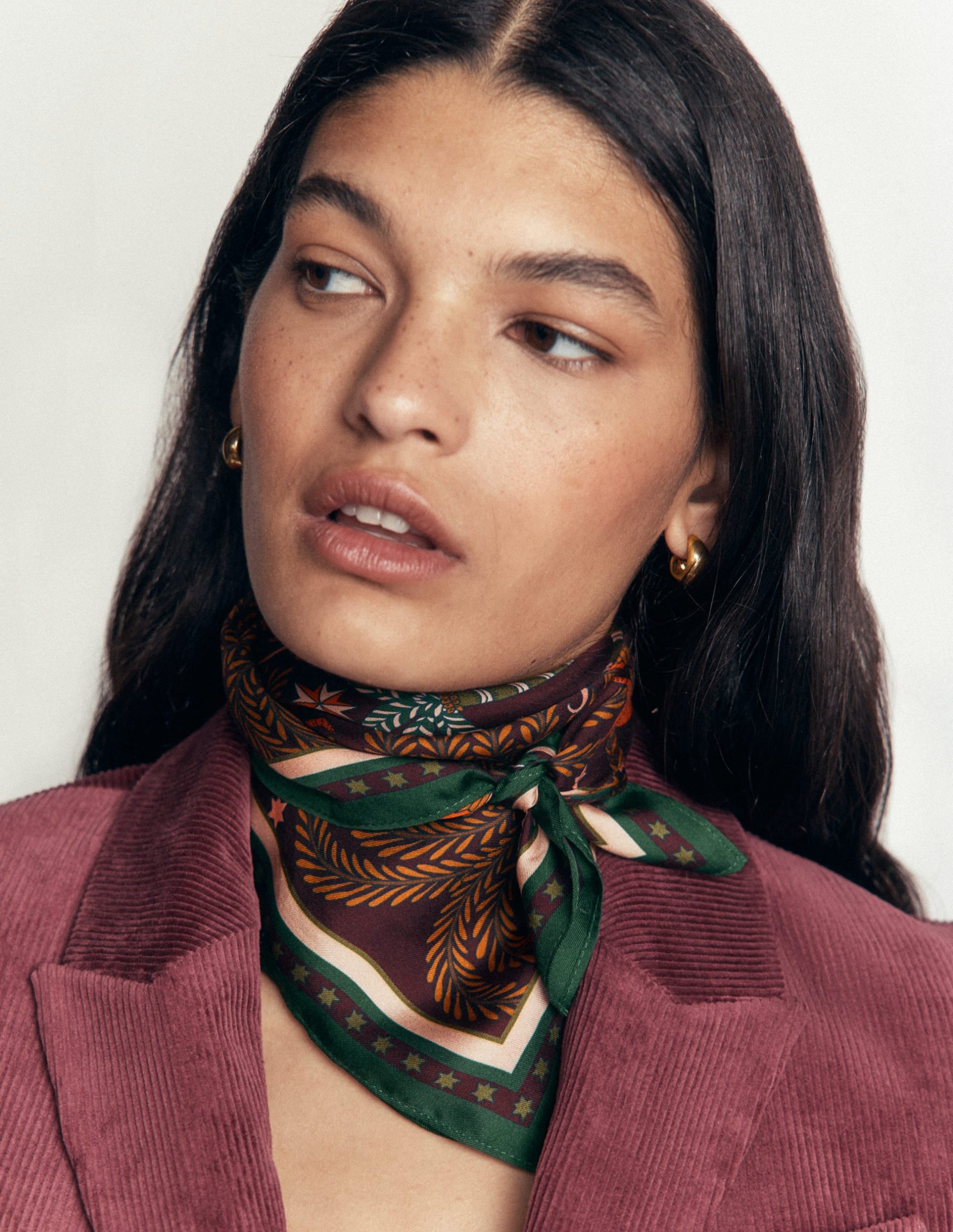 Elisabeth Silk Square Scarf-Dark Cherry. Jungle Charm - Image 2