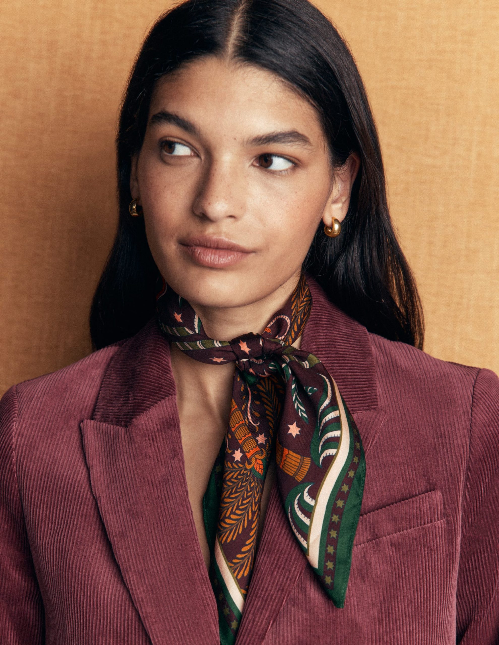 Elisabeth Silk Square Scarf-Dark Cherry. Jungle Charm - Image 3