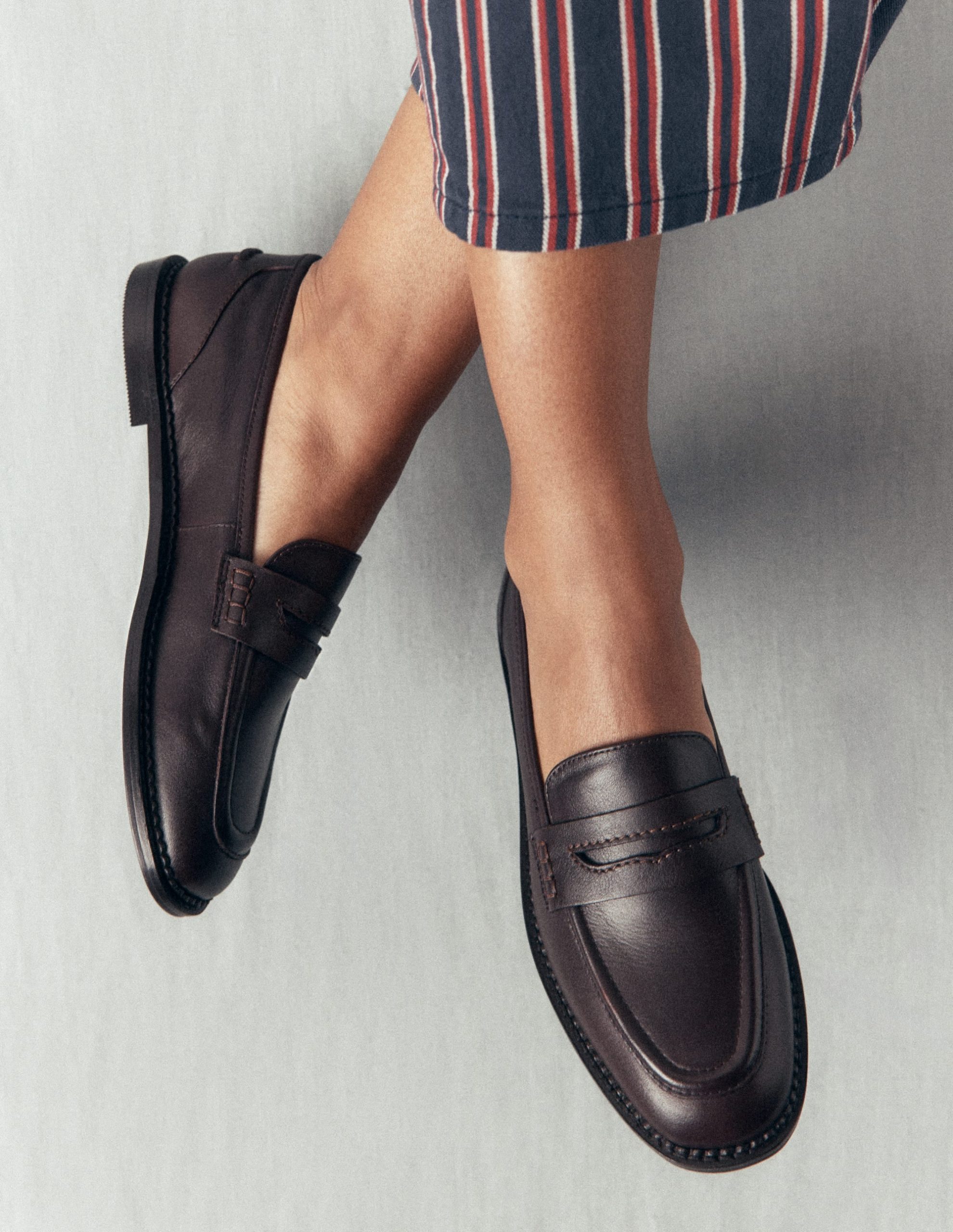 Nya Penny Loafers-Chocolate Brown Leather - Image 3