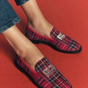 Nya Penny Loafers-Red Tartan. Crown