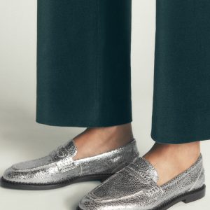 Nya Penny Loafers-Silver Metallic