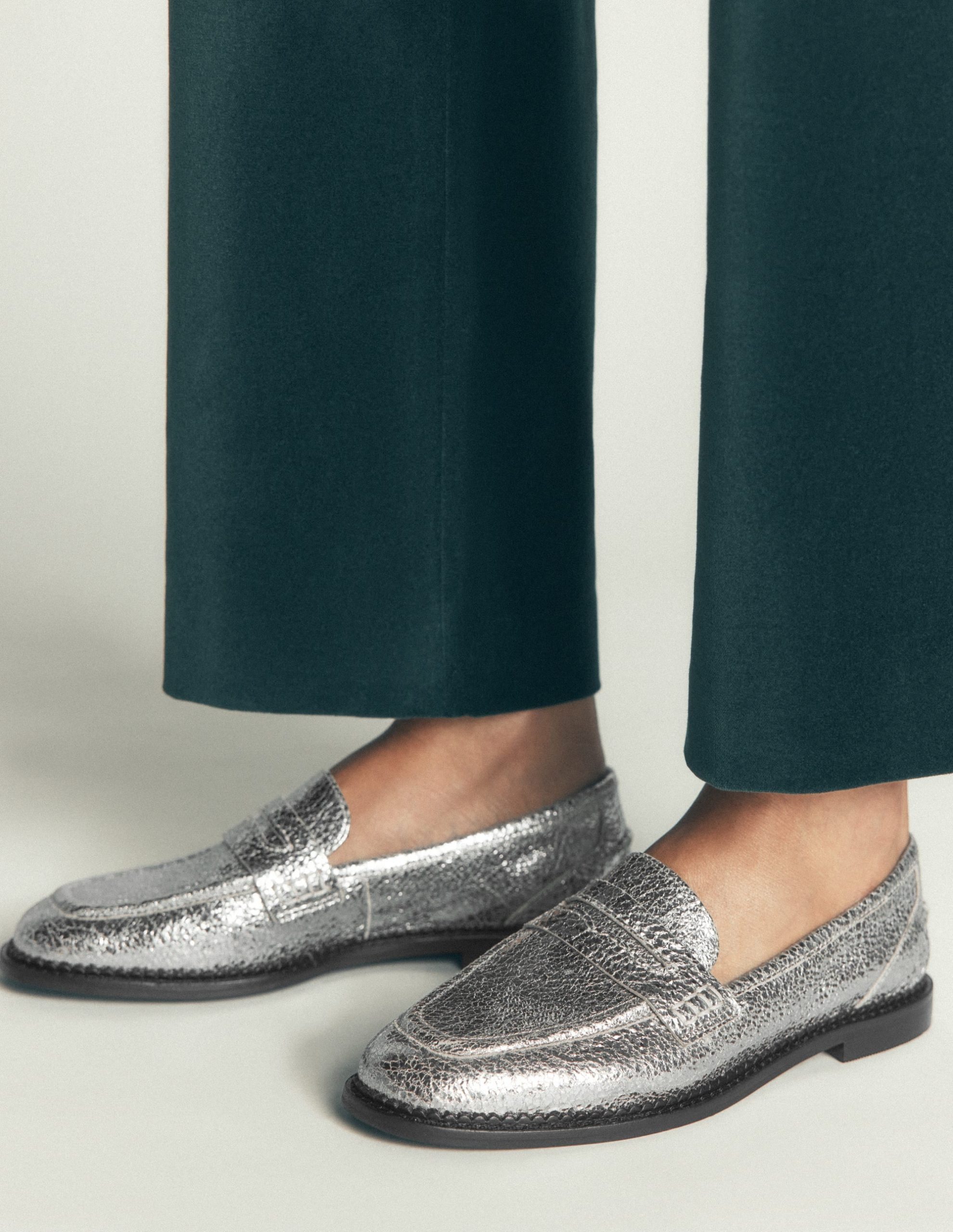 Nya Penny Loafers-Silver Metallic
