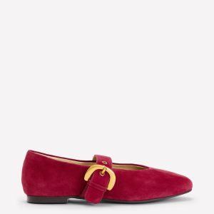 Kylie Flat Buckle Mary Janes-Wine
