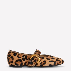 Kylie Flat Buckle Mary Janes-Classic Leopard