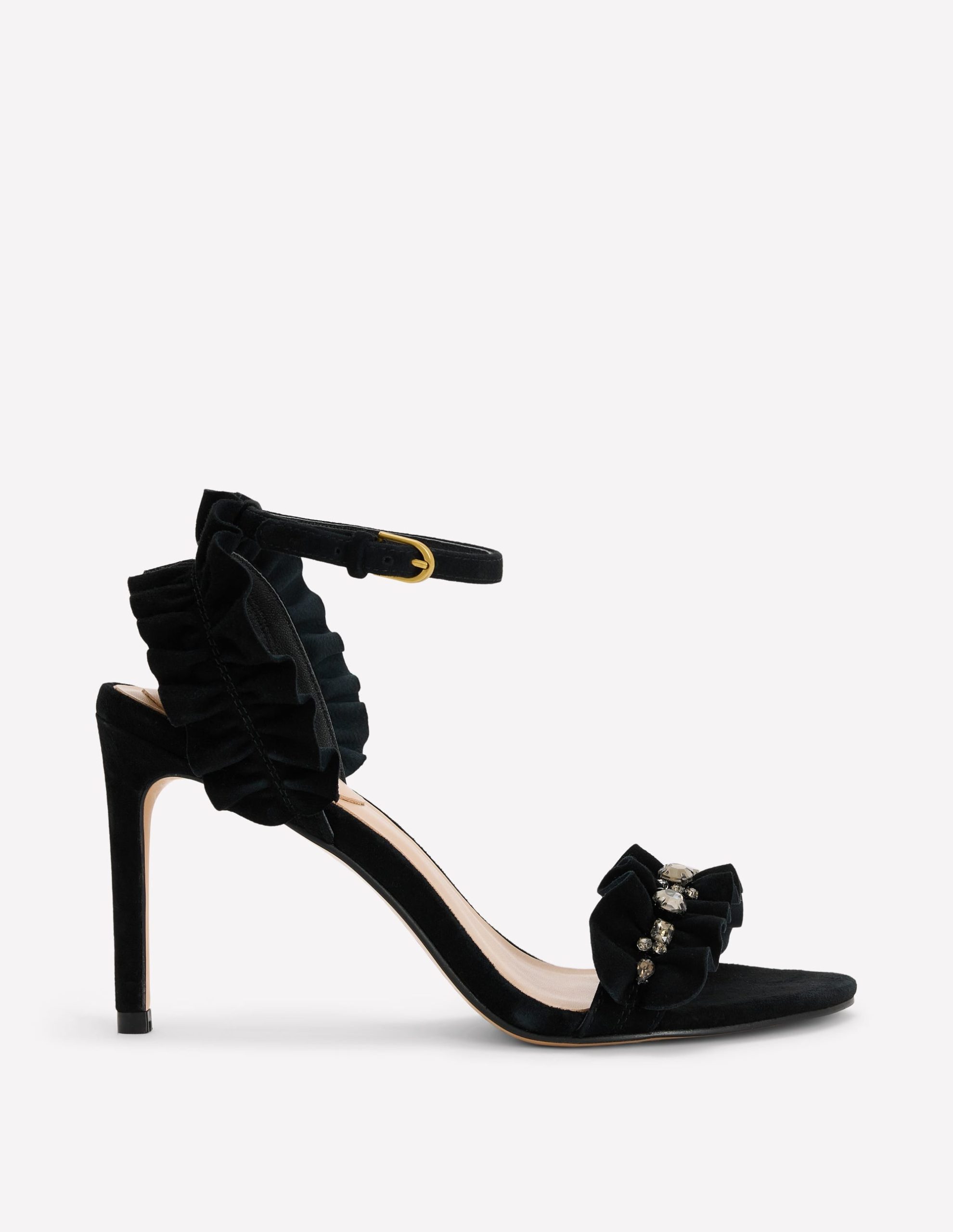 Pleat Detail Heeled Sandals-Black - Image 2