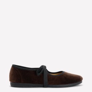 Flexi Tie Mary Janes-Chocolate
