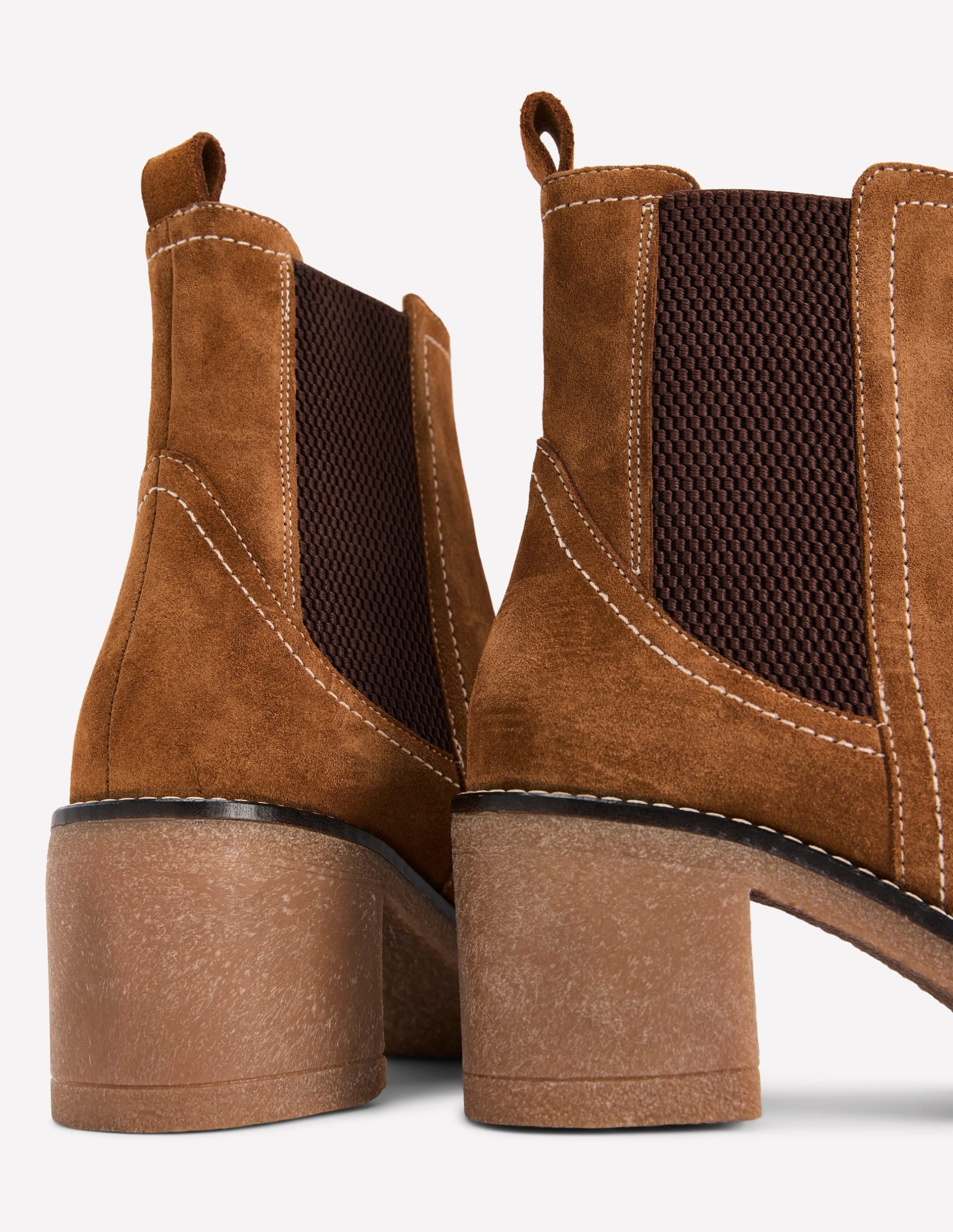 Heeled Crepe Chelsea Boots-Cognac Suede - Image 4