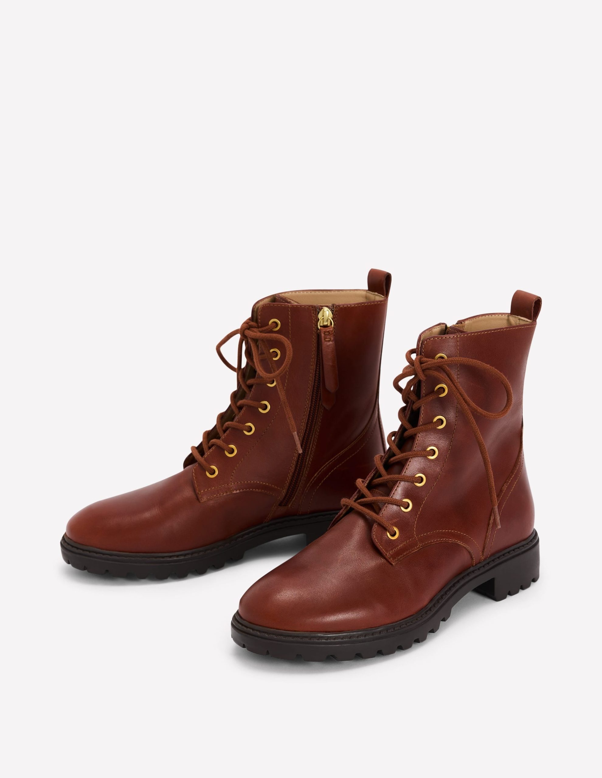 Alex Lace Up Ankle Boots-Russet Tan Leather - Image 3