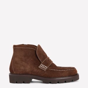 Loafer Ankle Boots-Chocolate Suede